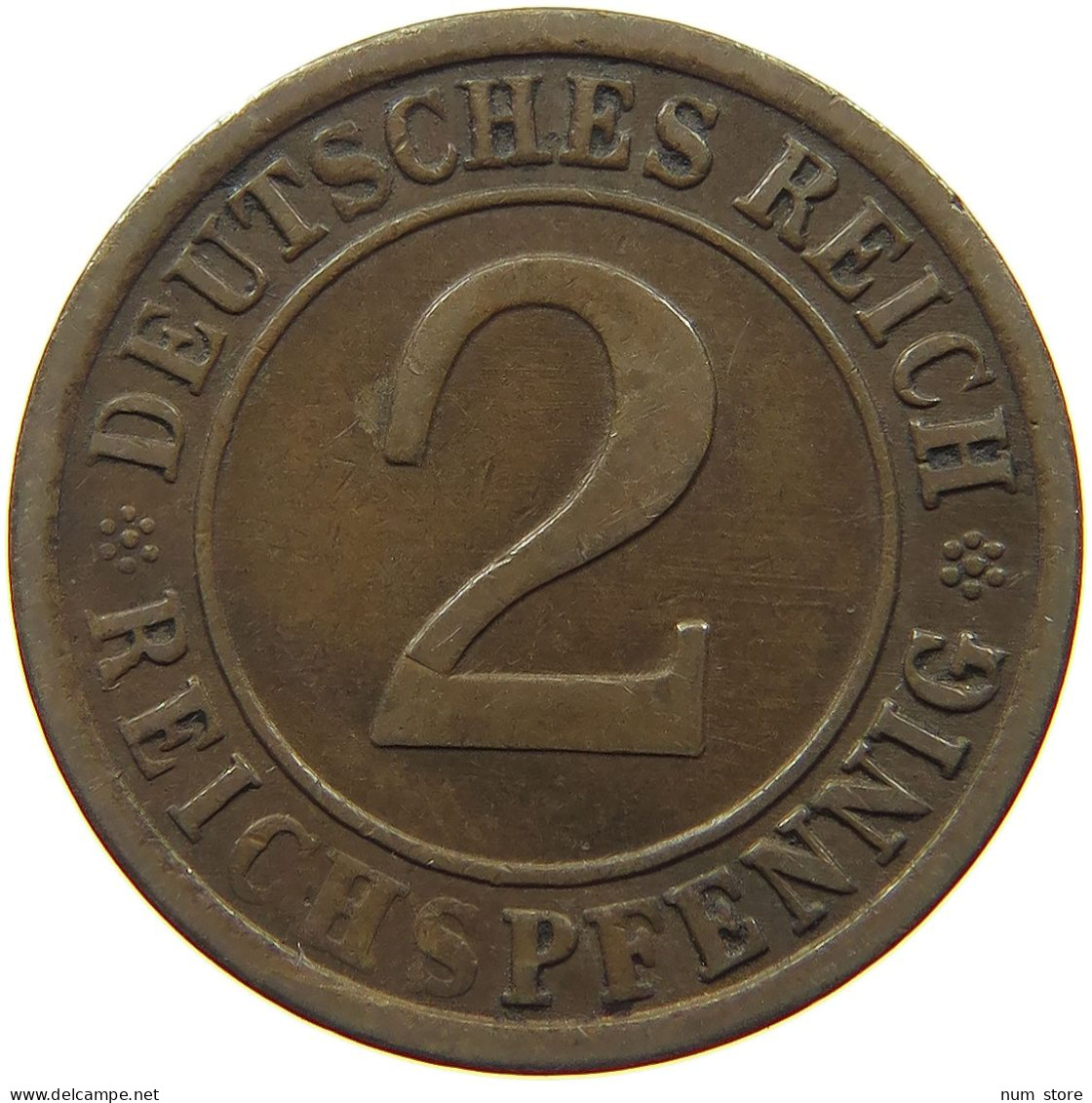 GERMANY WEIMAR 2 PFENNIG 1925 F #a043 0647 - 2 Rentenpfennig & 2 Reichspfennig