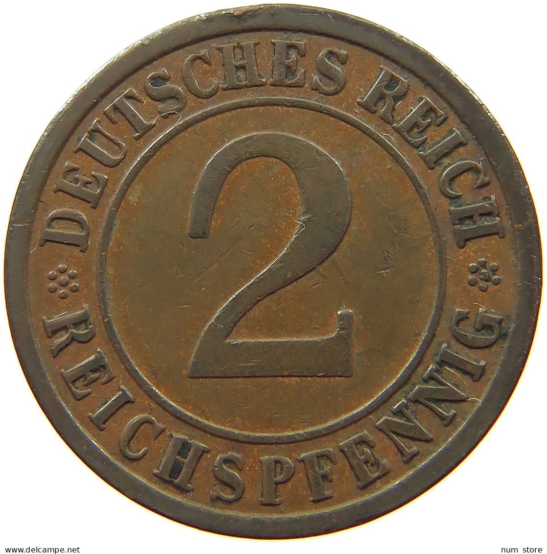 GERMANY WEIMAR 2 PFENNIG 1925 A #s078 0613 - 2 Renten- & 2 Reichspfennig