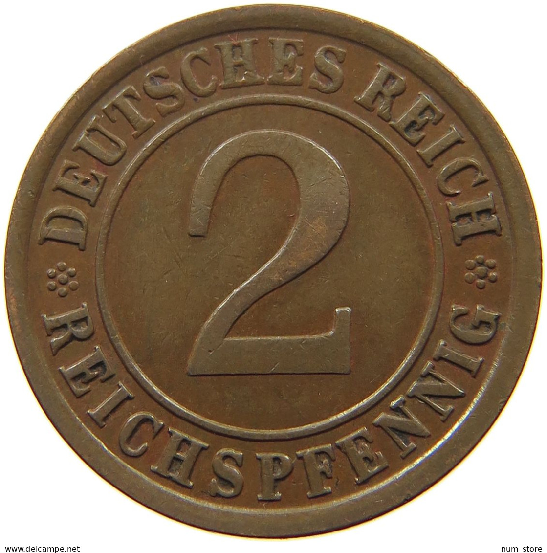 GERMANY WEIMAR 2 PFENNIG 1924 J #s067 0077 - 2 Rentenpfennig & 2 Reichspfennig