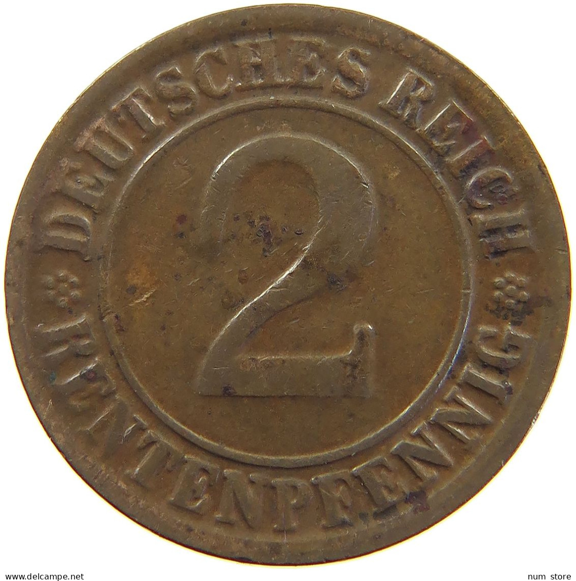 GERMANY WEIMAR 2 PFENNIG 1924 G #a066 0665 - 2 Renten- & 2 Reichspfennig