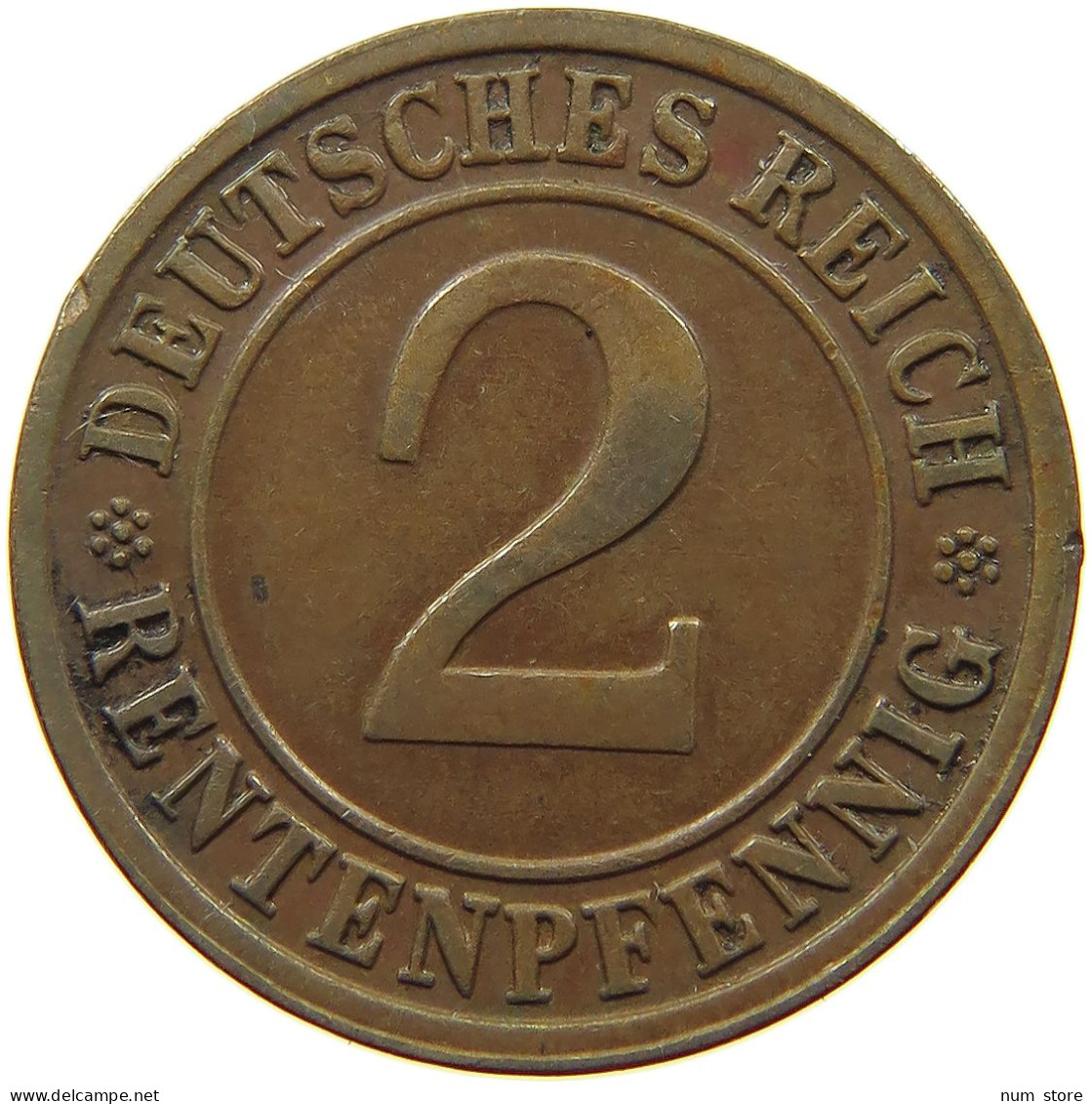 GERMANY WEIMAR 2 PFENNIG 1924 F #a043 0641 - 2 Renten- & 2 Reichspfennig