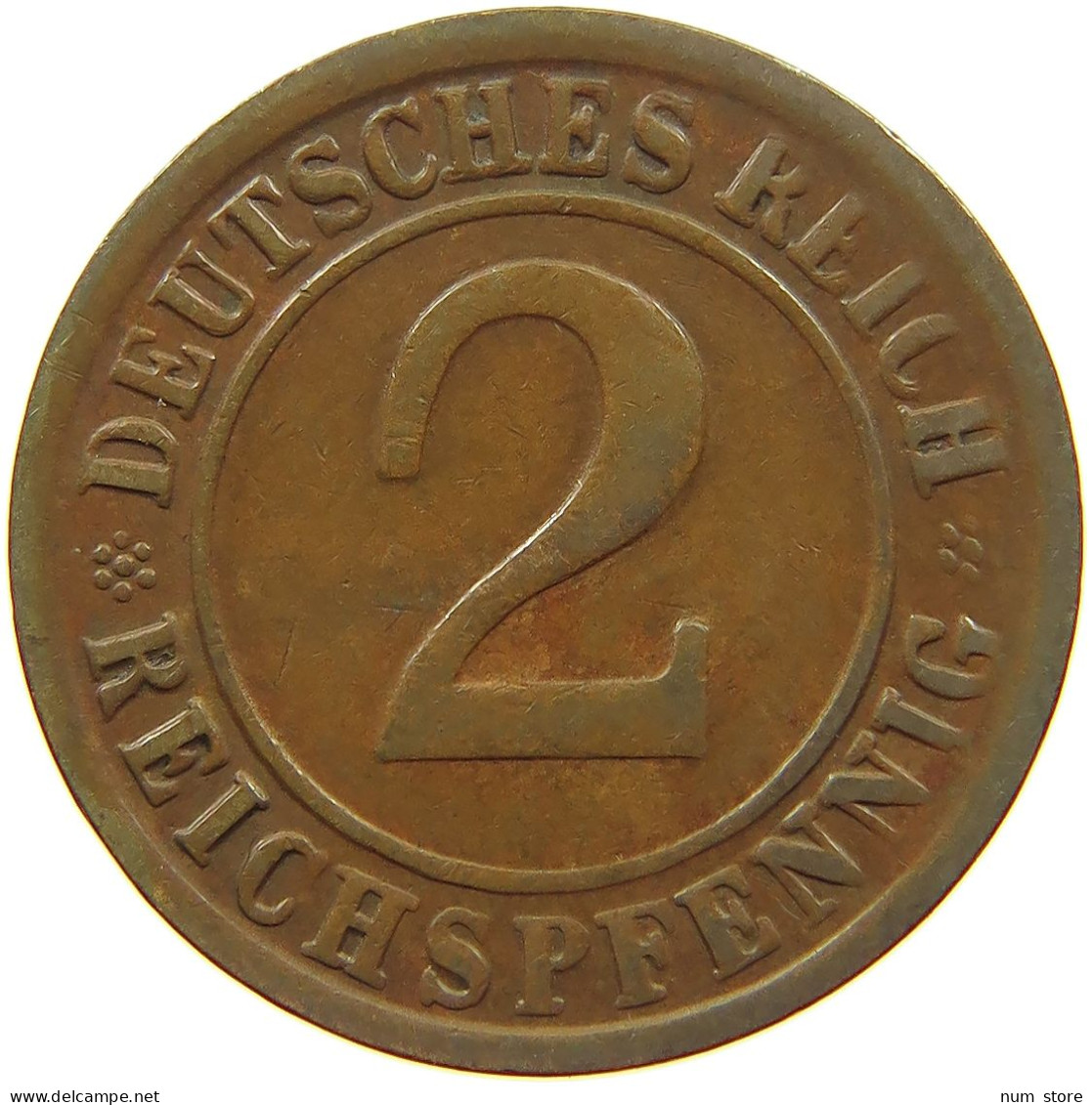 GERMANY WEIMAR 2 PFENNIG 1924 G #a043 0667 - 2 Renten- & 2 Reichspfennig