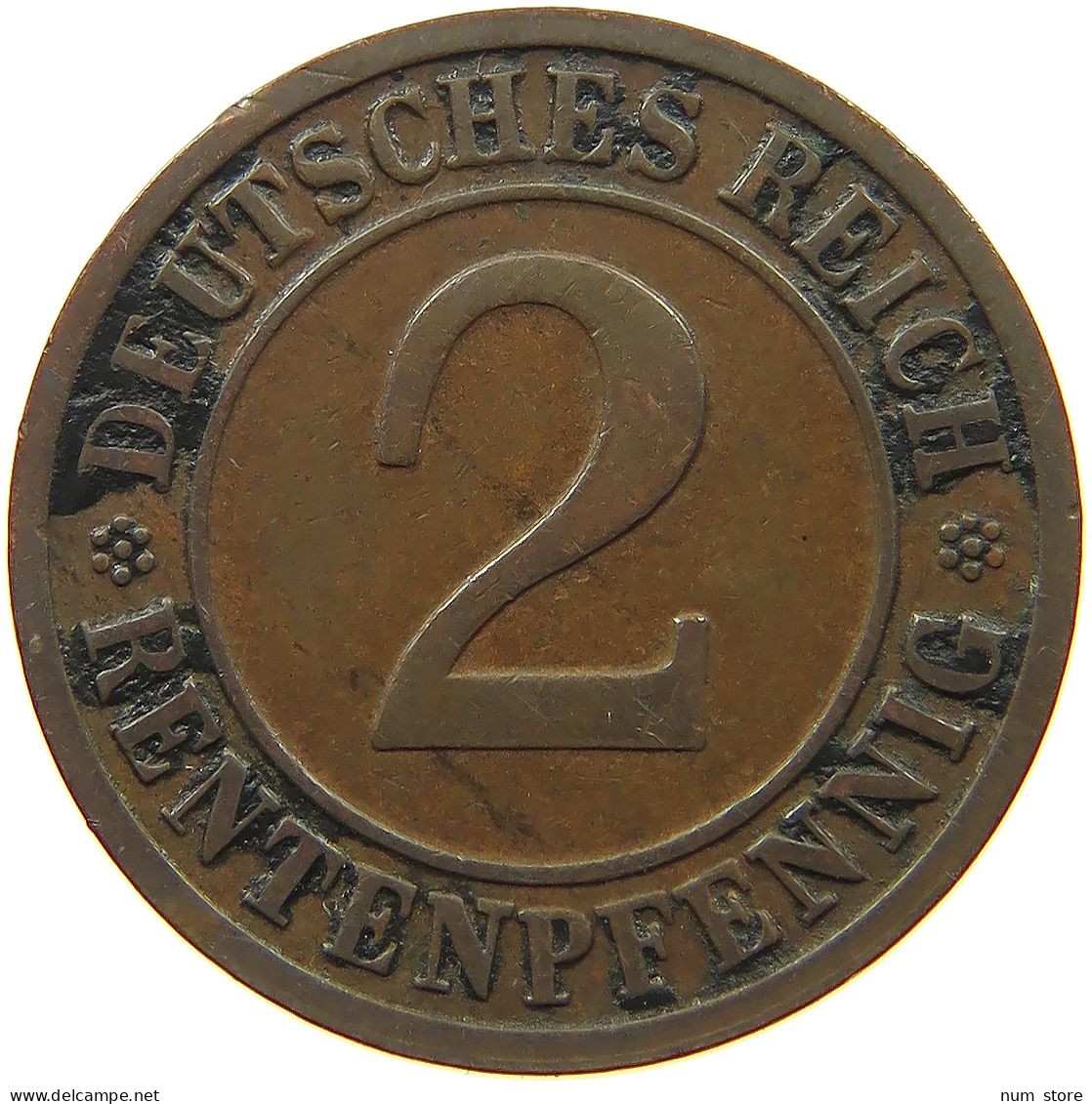 GERMANY WEIMAR 2 PFENNIG 1924 D #s078 0625 - 2 Rentenpfennig & 2 Reichspfennig