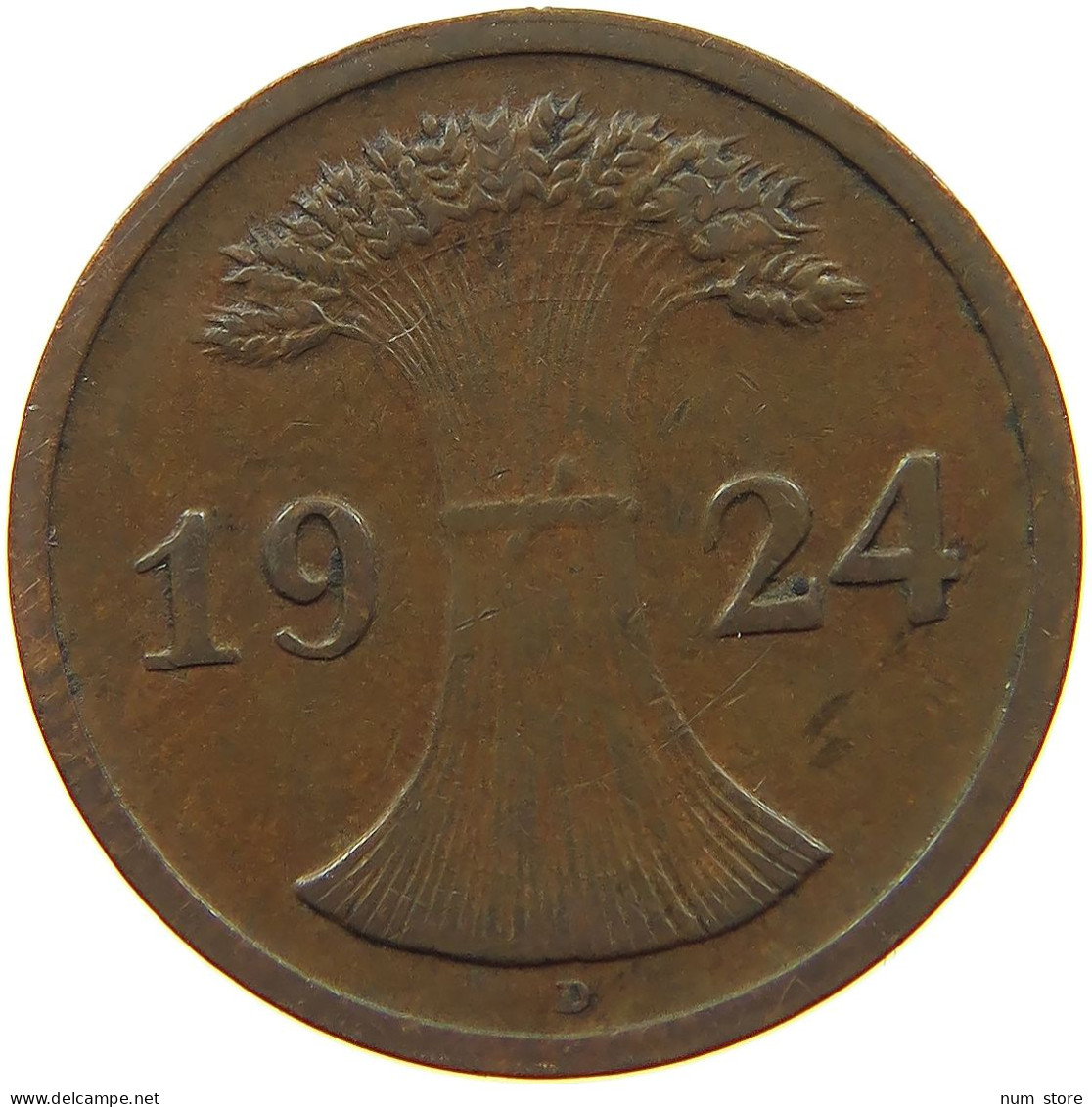 GERMANY WEIMAR 2 PFENNIG 1924 D #s078 0625 - 2 Rentenpfennig & 2 Reichspfennig