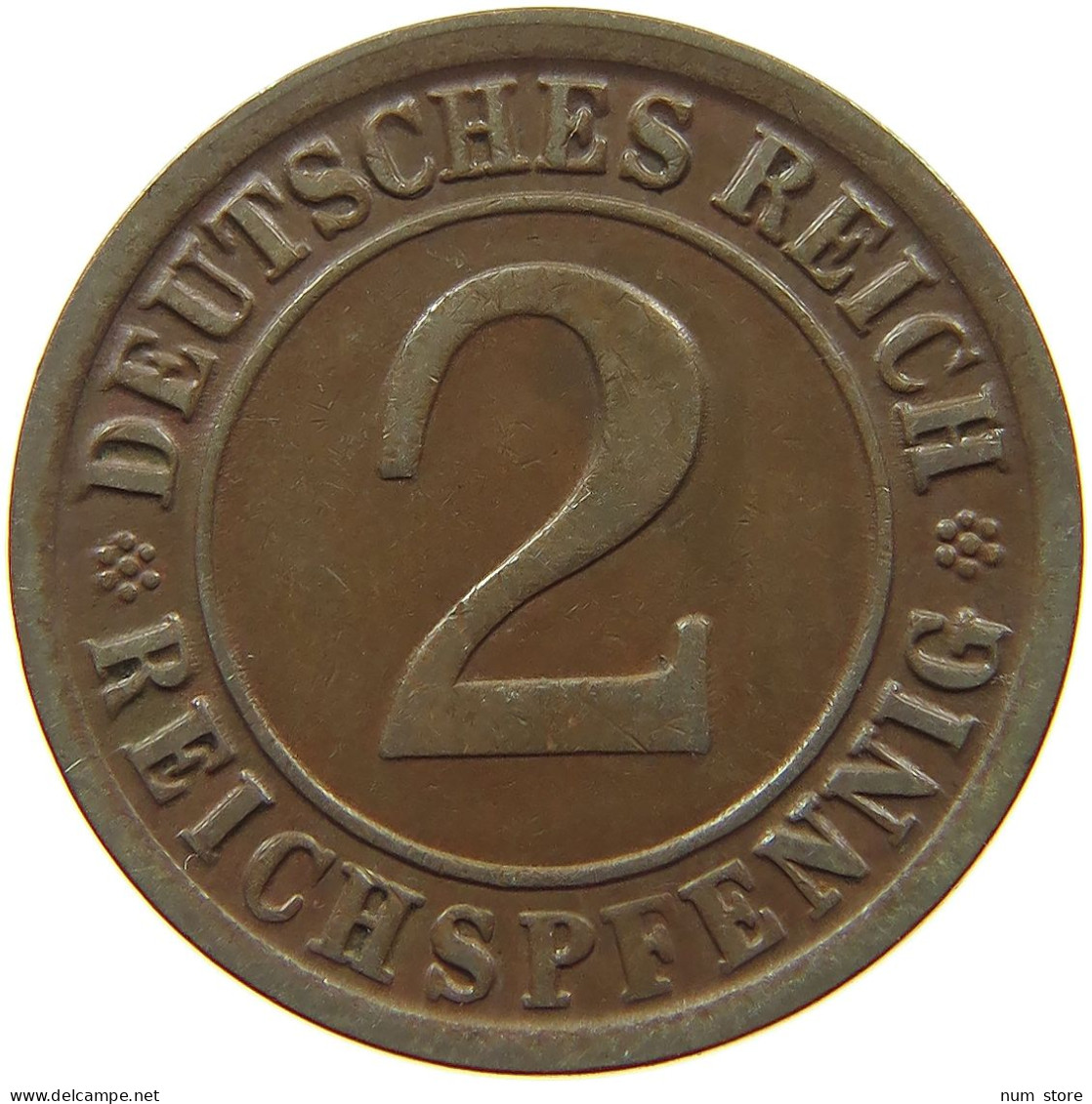 GERMANY WEIMAR 2 PFENNIG 1924 J #a043 0621 - 2 Rentenpfennig & 2 Reichspfennig