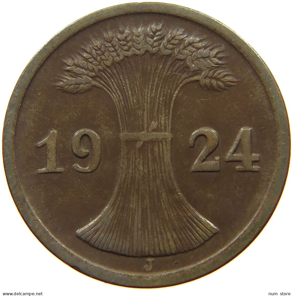 GERMANY WEIMAR 2 PFENNIG 1924 J #a043 0621 - 2 Renten- & 2 Reichspfennig