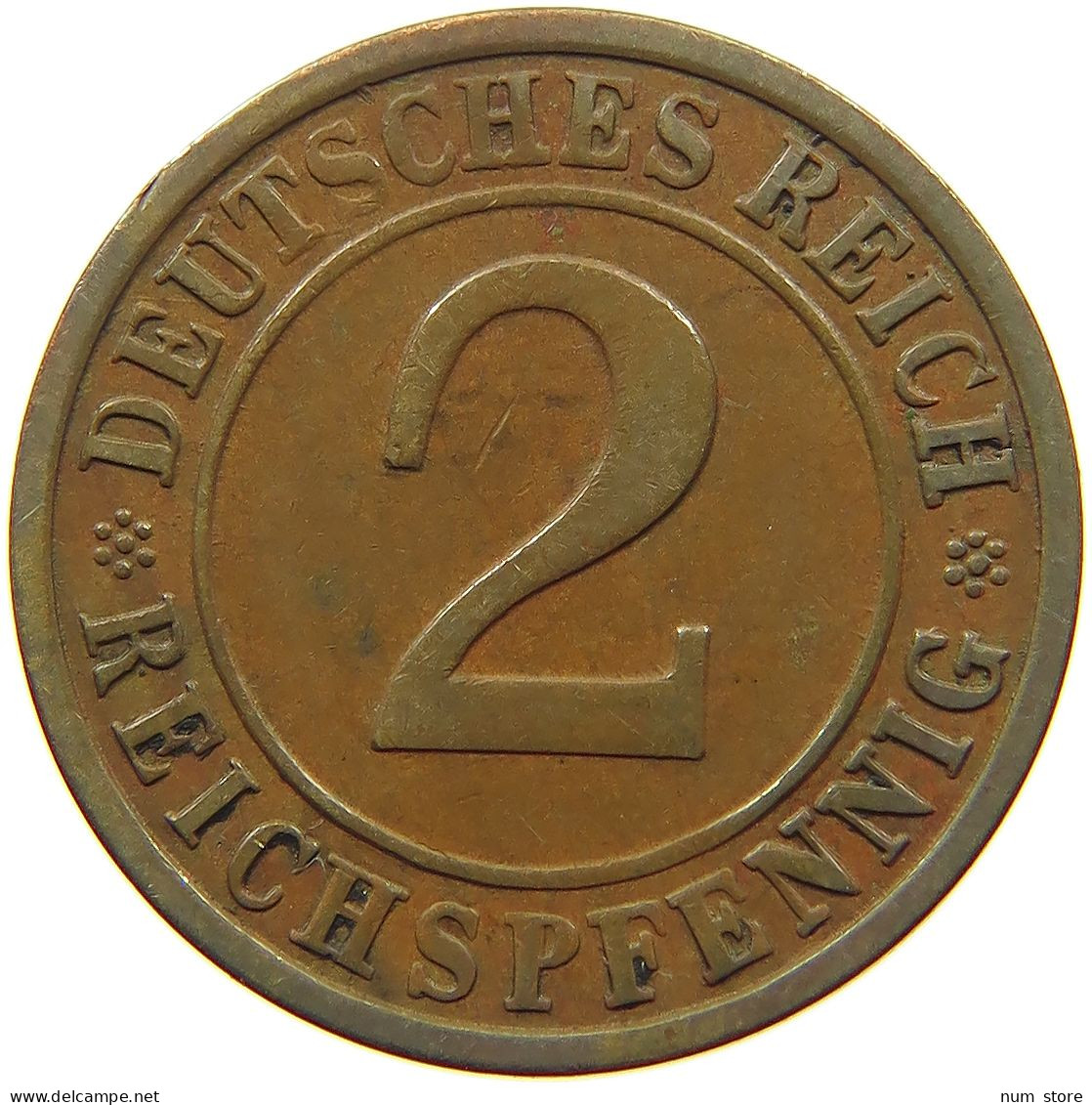 GERMANY WEIMAR 2 PFENNIG 1924 E #a043 0645 - 2 Renten- & 2 Reichspfennig