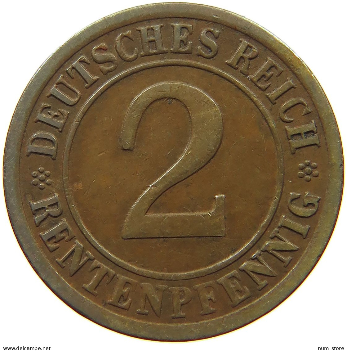 GERMANY WEIMAR 2 PFENNIG 1924 E #a043 0651 - 2 Renten- & 2 Reichspfennig