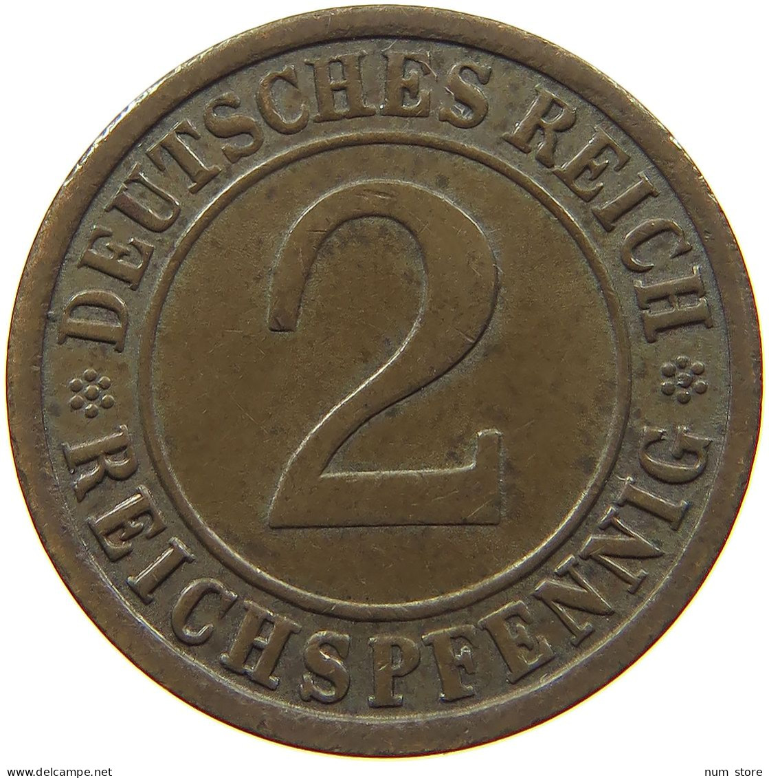 GERMANY WEIMAR 2 PFENNIG 1924 A TOP #s078 0621 - 2 Renten- & 2 Reichspfennig