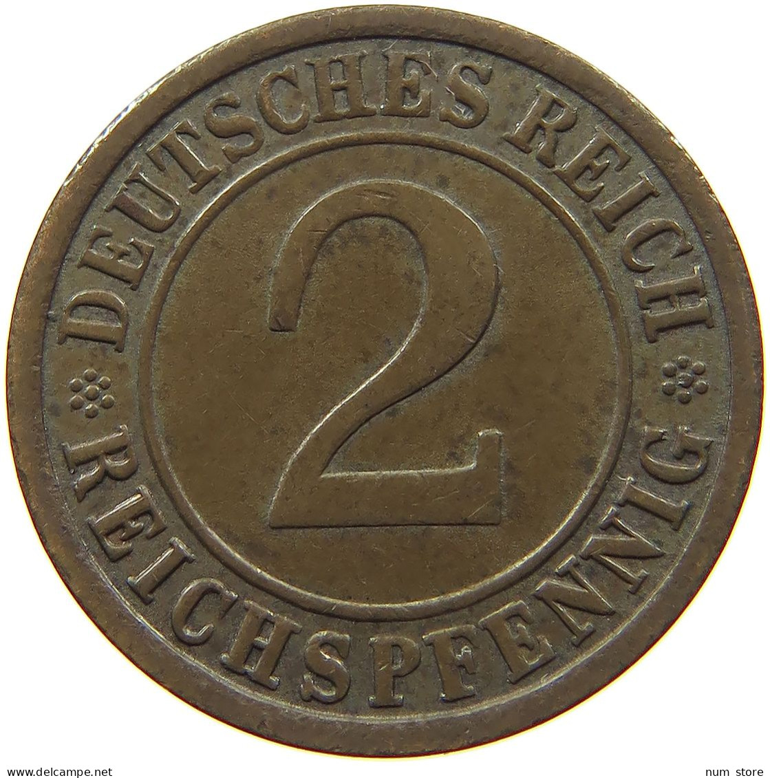 GERMANY WEIMAR 2 PFENNIG 1924 A TOP #s078 0621 - 2 Rentenpfennig & 2 Reichspfennig