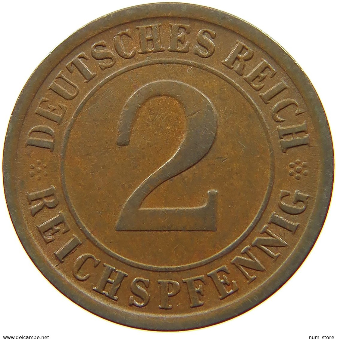 GERMANY WEIMAR 2 PFENNIG 1924 A #a043 0635 - 2 Renten- & 2 Reichspfennig