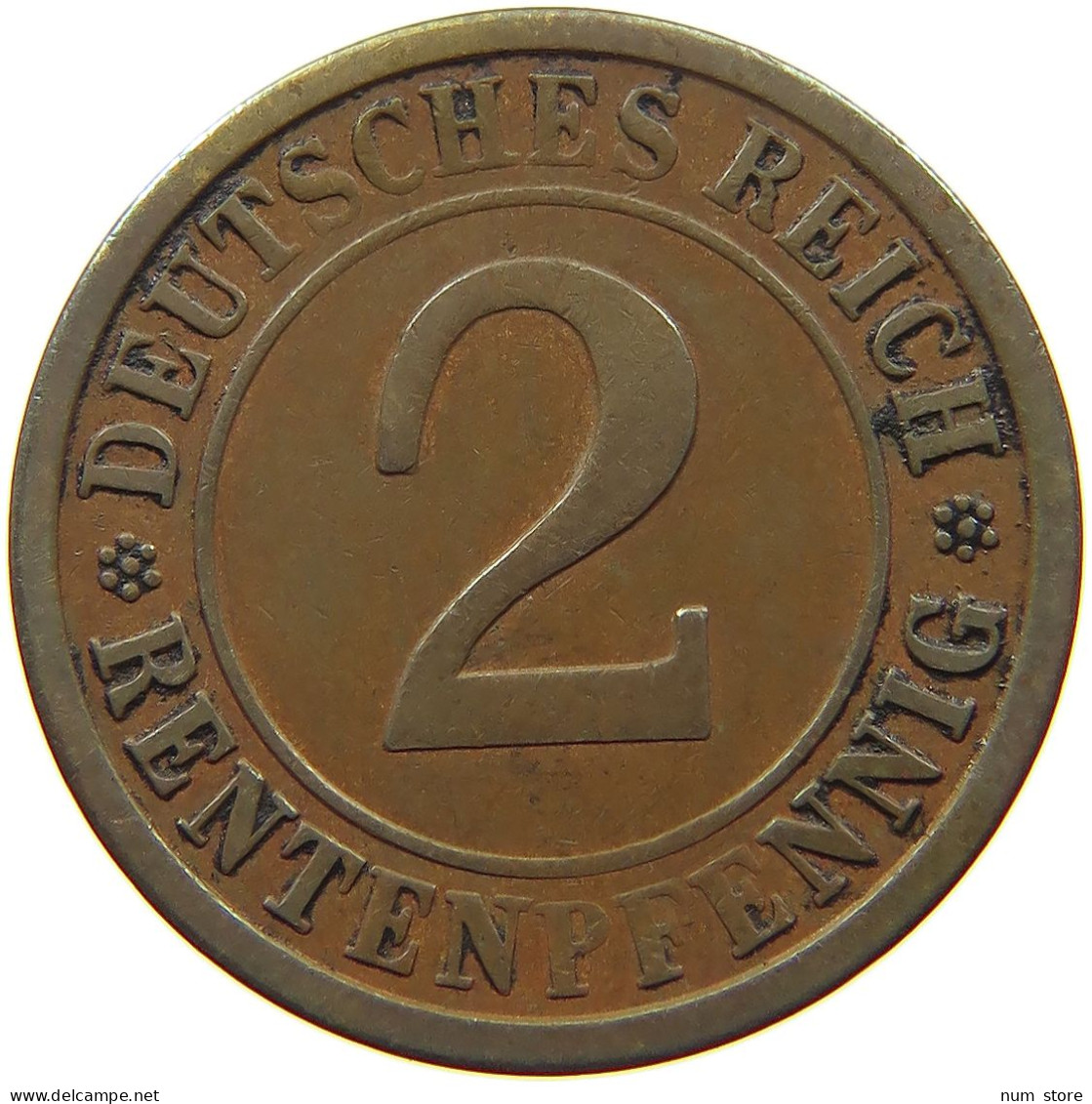 GERMANY WEIMAR 2 PFENNIG 1924 A #a043 0657 - 2 Rentenpfennig & 2 Reichspfennig