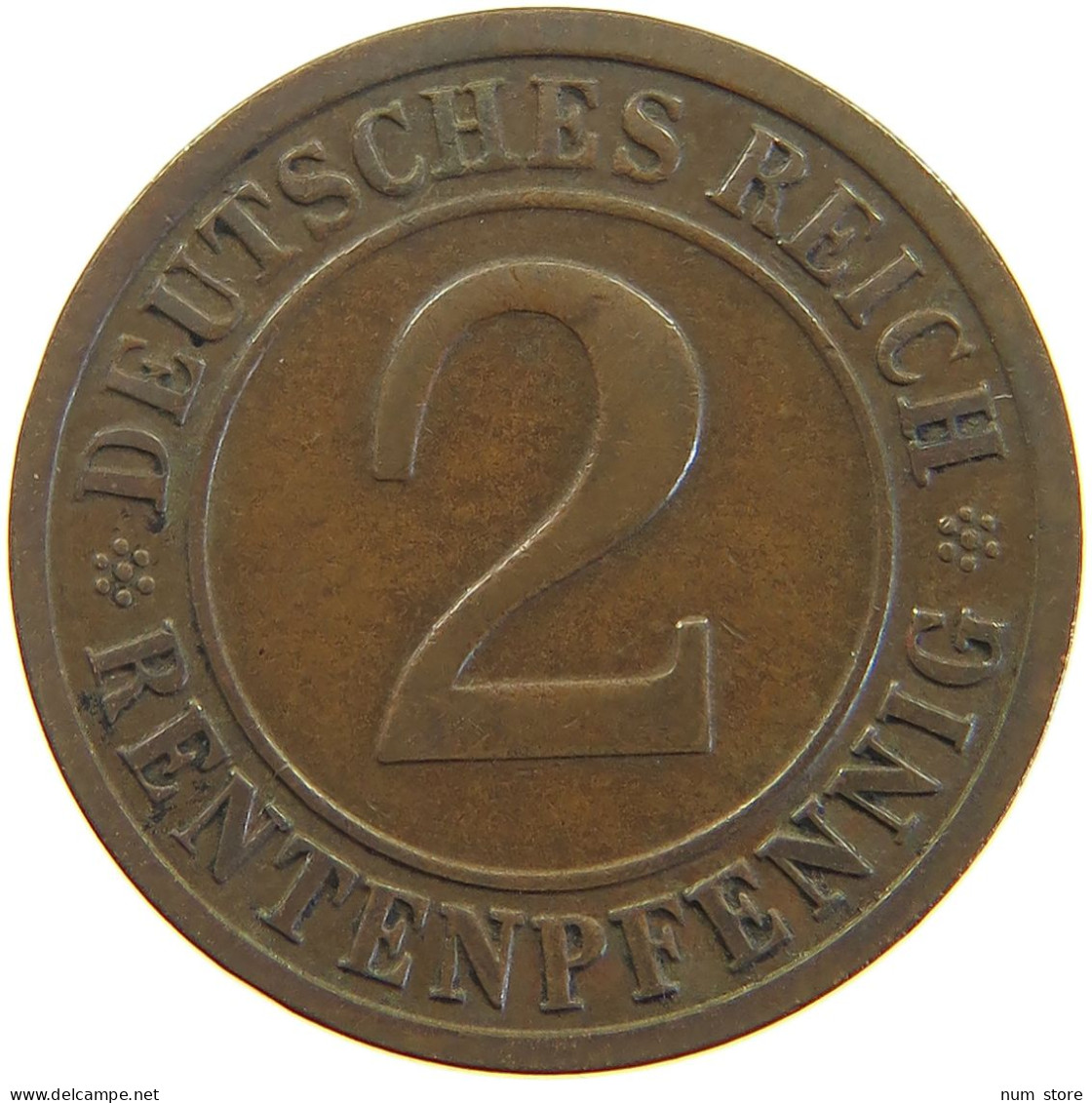 GERMANY WEIMAR 2 PFENNIG 1923 G #a066 0667 - 2 Renten- & 2 Reichspfennig