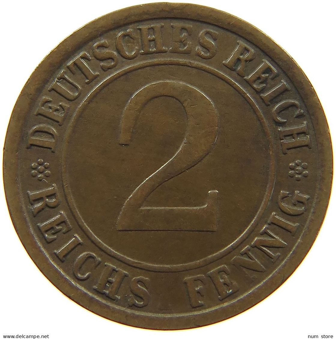 GERMANY WEIMAR 2 PFENNIG 1924 A #a085 0667 - 2 Rentenpfennig & 2 Reichspfennig