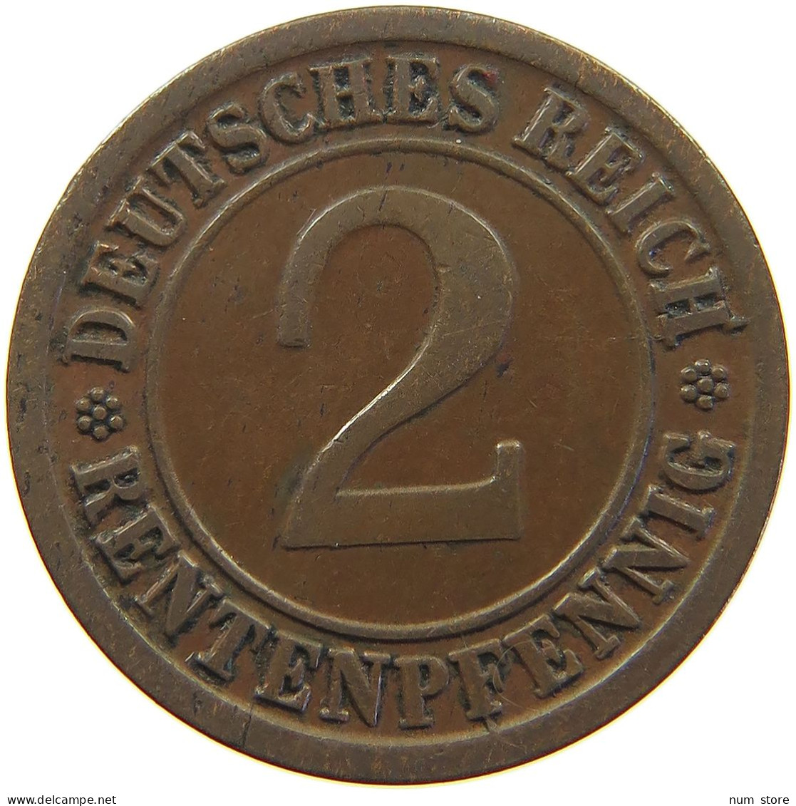 GERMANY WEIMAR 2 PFENNIG 1923 A #a054 0487 - 2 Rentenpfennig & 2 Reichspfennig