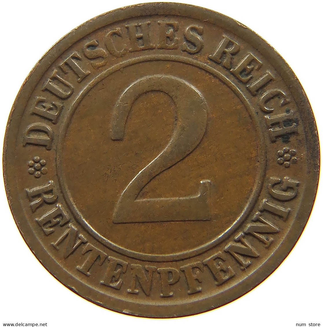 GERMANY WEIMAR 2 PFENNIG 1923 D RENTEN #s078 0617 - 2 Renten- & 2 Reichspfennig