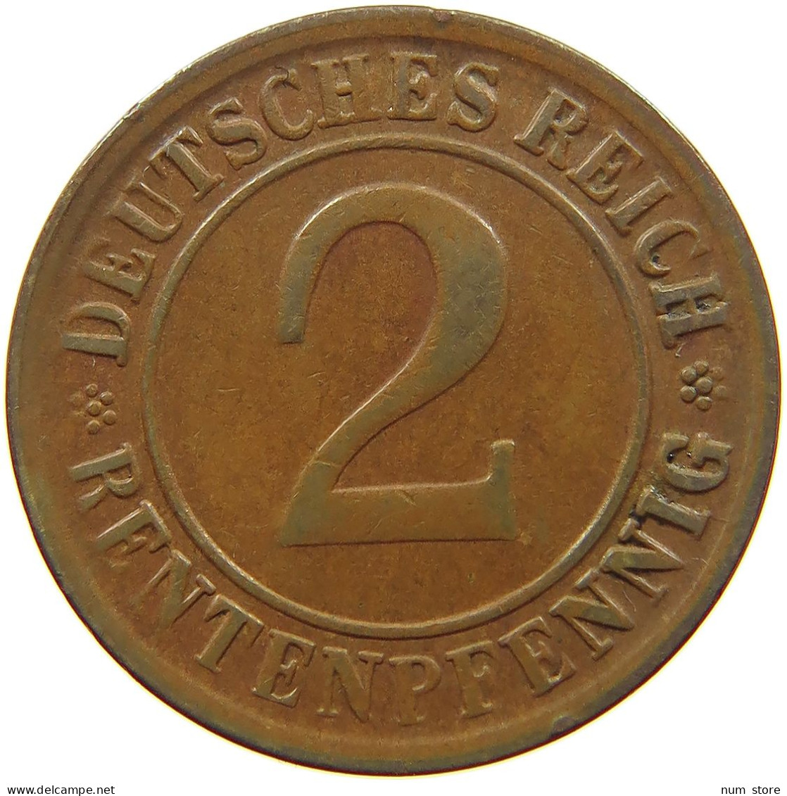 GERMANY WEIMAR 2 PFENNIG 1923 D #a043 0629 - 2 Rentenpfennig & 2 Reichspfennig