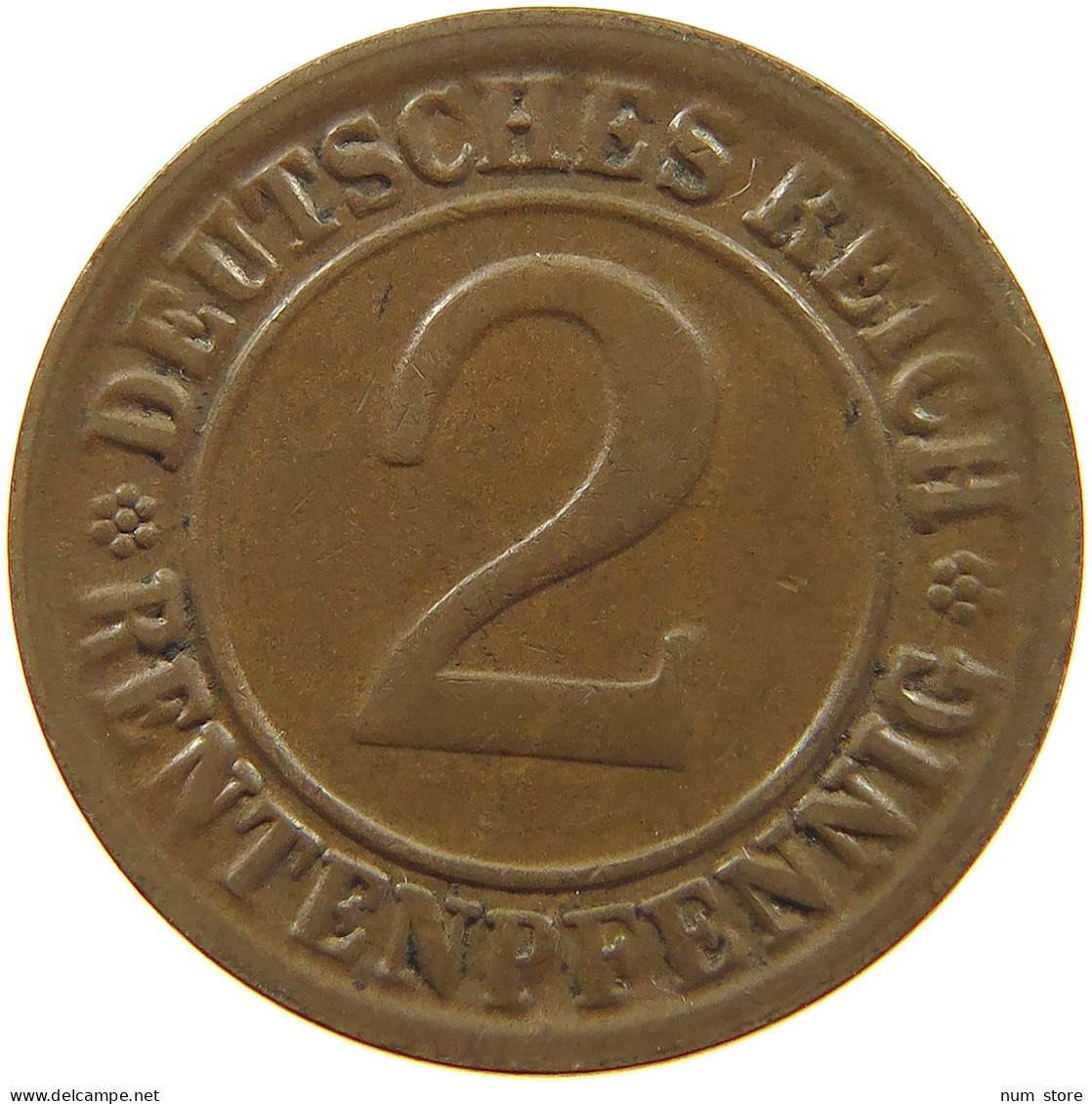 GERMANY WEIMAR 2 PFENNIG 1923 D RENTEN #a013 0103 - 2 Renten- & 2 Reichspfennig