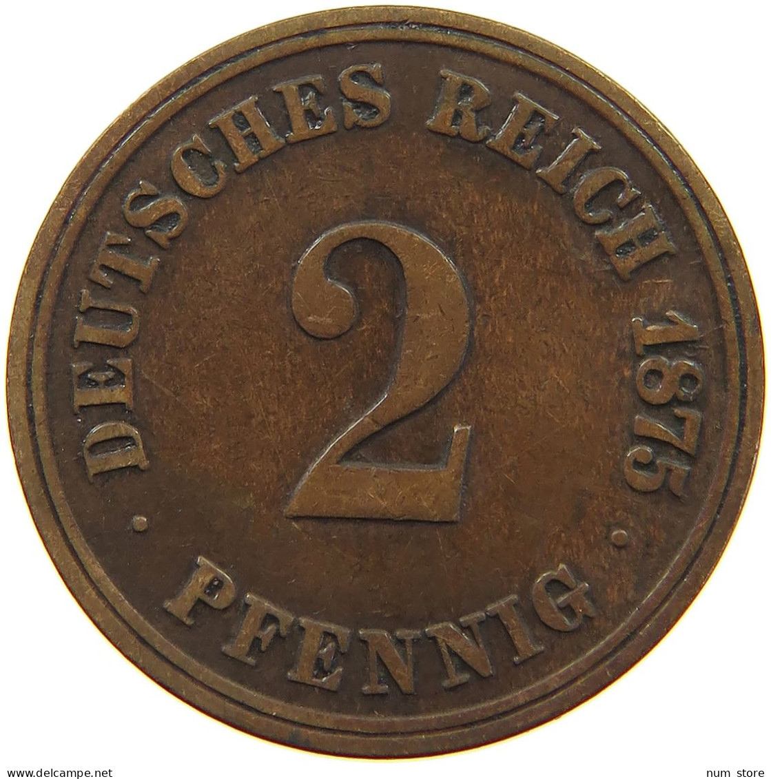 GERMANY WEIMAR 2 PFENNIG 1875 J #a013 0101 - 2 Pfennig