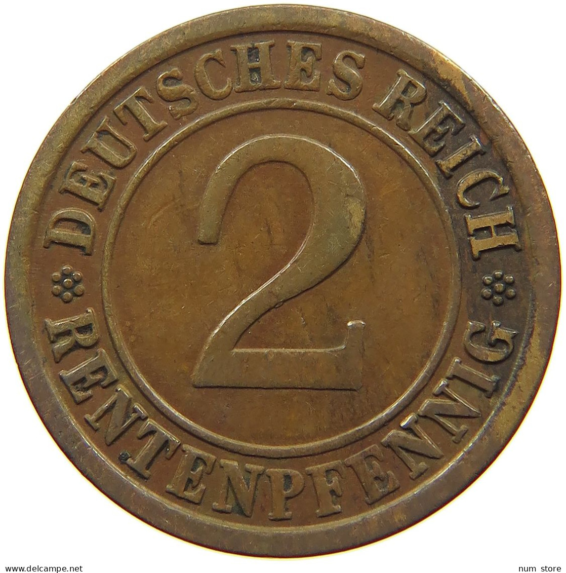 GERMANY WEIMAR 2 PFENNIG 1923 A #a043 0643 - 2 Renten- & 2 Reichspfennig