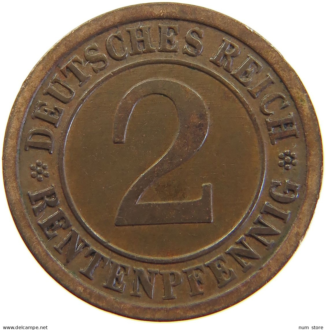 GERMANY WEIMAR 2 PFENNIG 1923 A #a066 0669 - 2 Renten- & 2 Reichspfennig