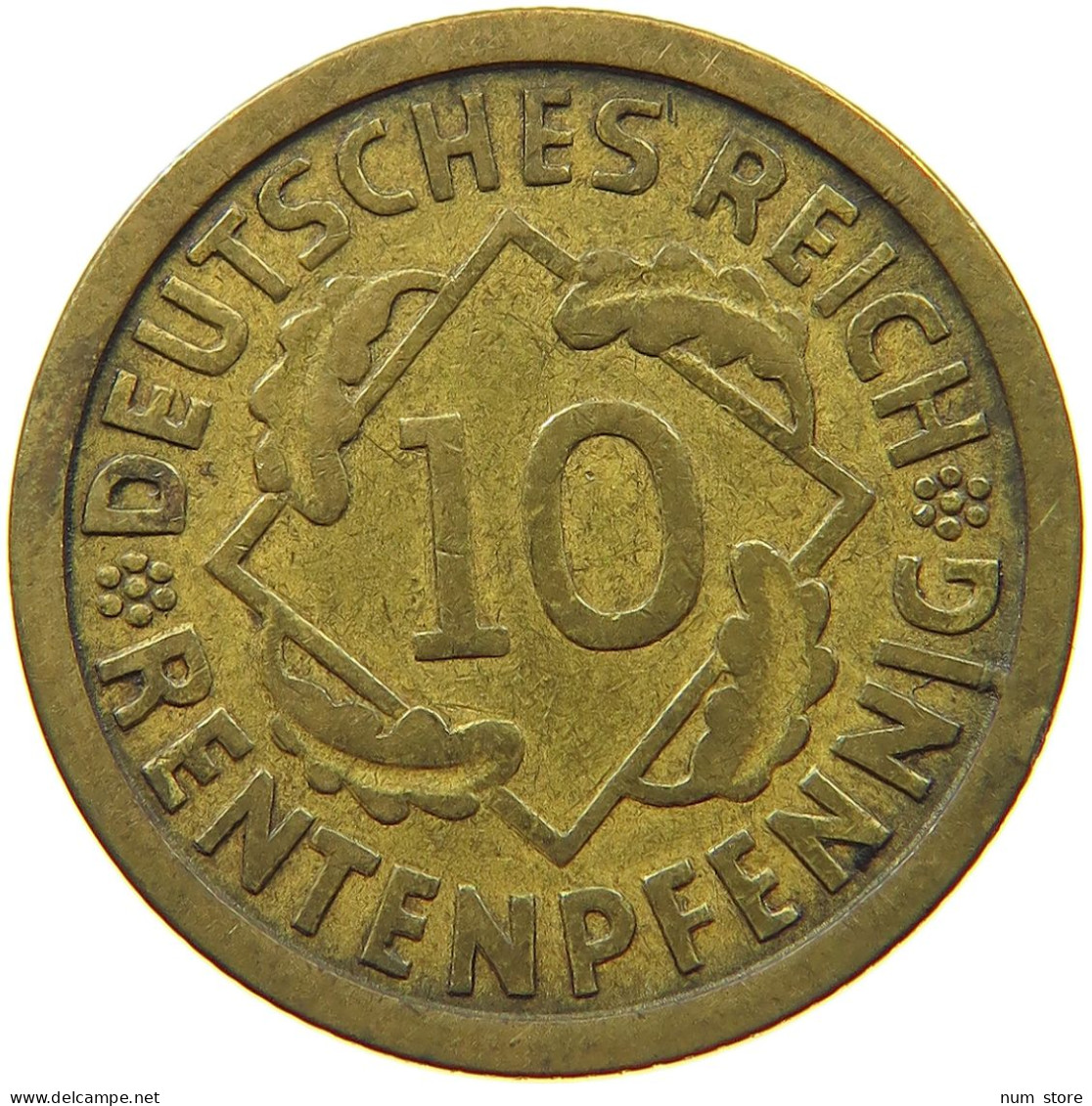 GERMANY WEIMAR 10 PFENNIG 1924 J RENTEN #s068 0031 - 10 Rentenpfennig & 10 Reichspfennig