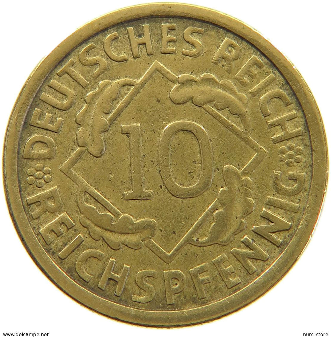 GERMANY WEIMAR 10 PFENNIG 1924 J #a074 0289 - 10 Rentenpfennig & 10 Reichspfennig