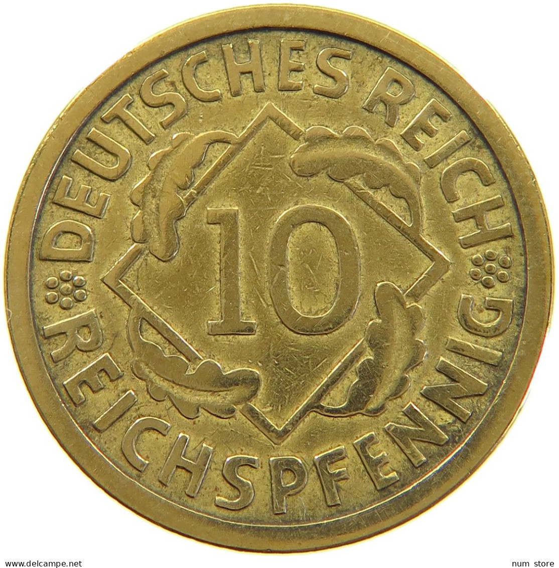 GERMANY WEIMAR 10 PFENNIG 1924 J #a065 0015 - 10 Rentenpfennig & 10 Reichspfennig