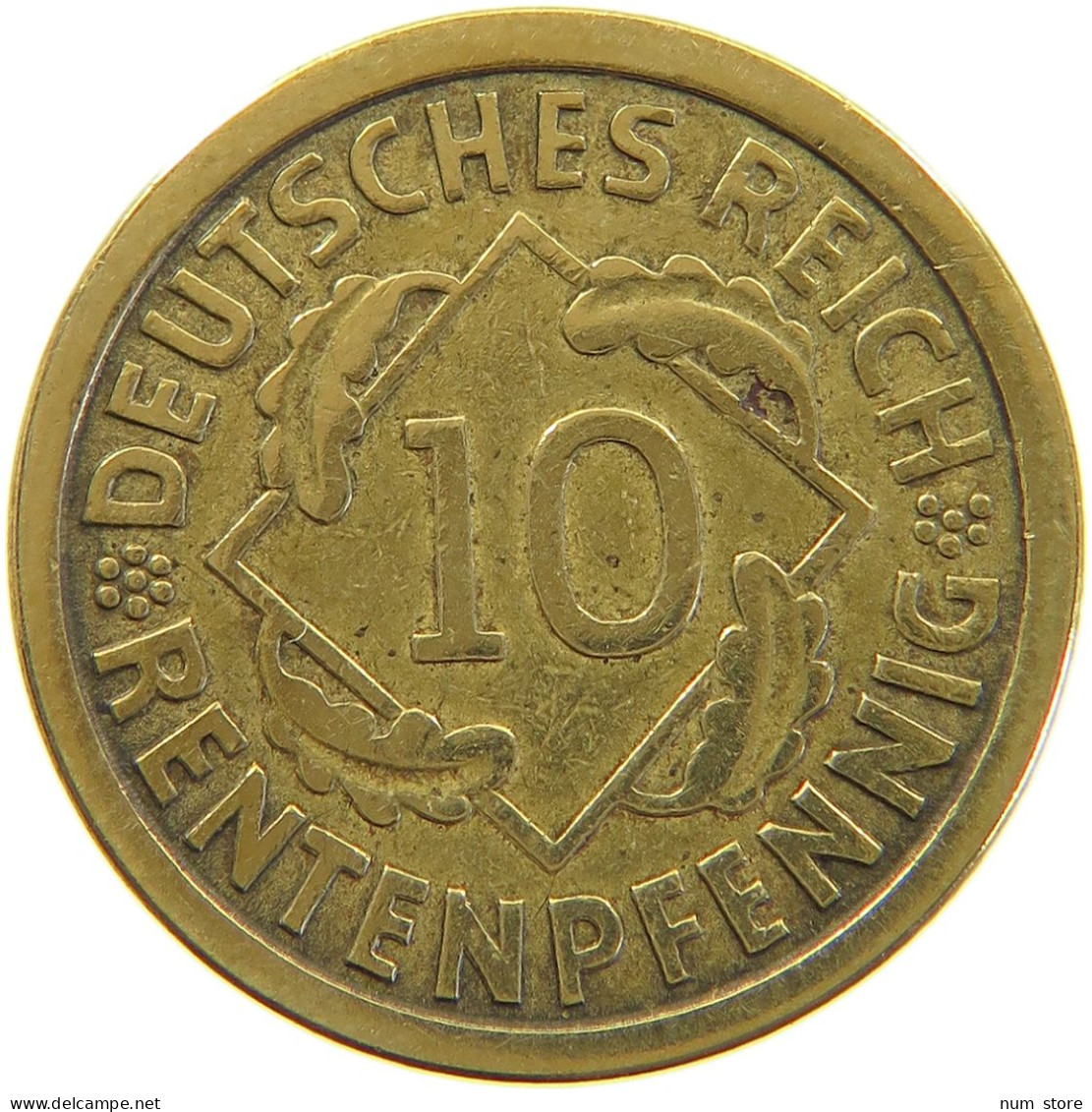 GERMANY WEIMAR 10 PFENNIG 1924 J #a065 0055 - 10 Rentenpfennig & 10 Reichspfennig