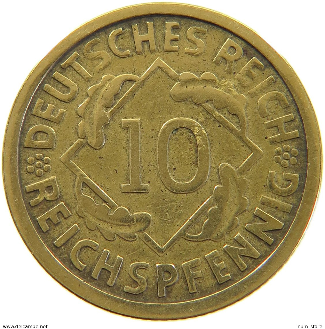 GERMANY WEIMAR 10 PFENNIG 1924 J #a064 1119 - 10 Rentenpfennig & 10 Reichspfennig