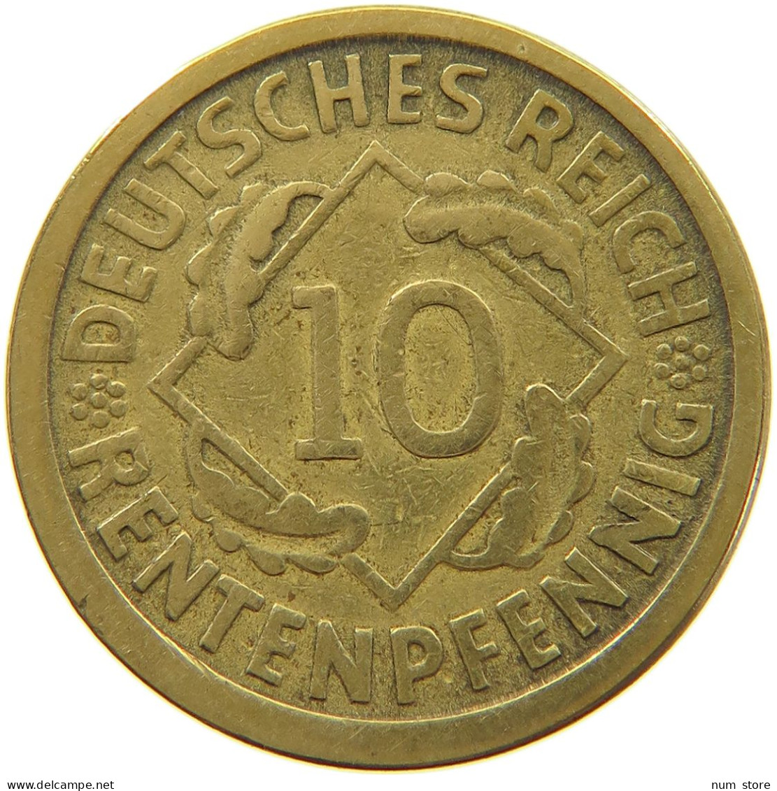 GERMANY WEIMAR 10 PFENNIG 1924 J #a065 0035 - 10 Rentenpfennig & 10 Reichspfennig
