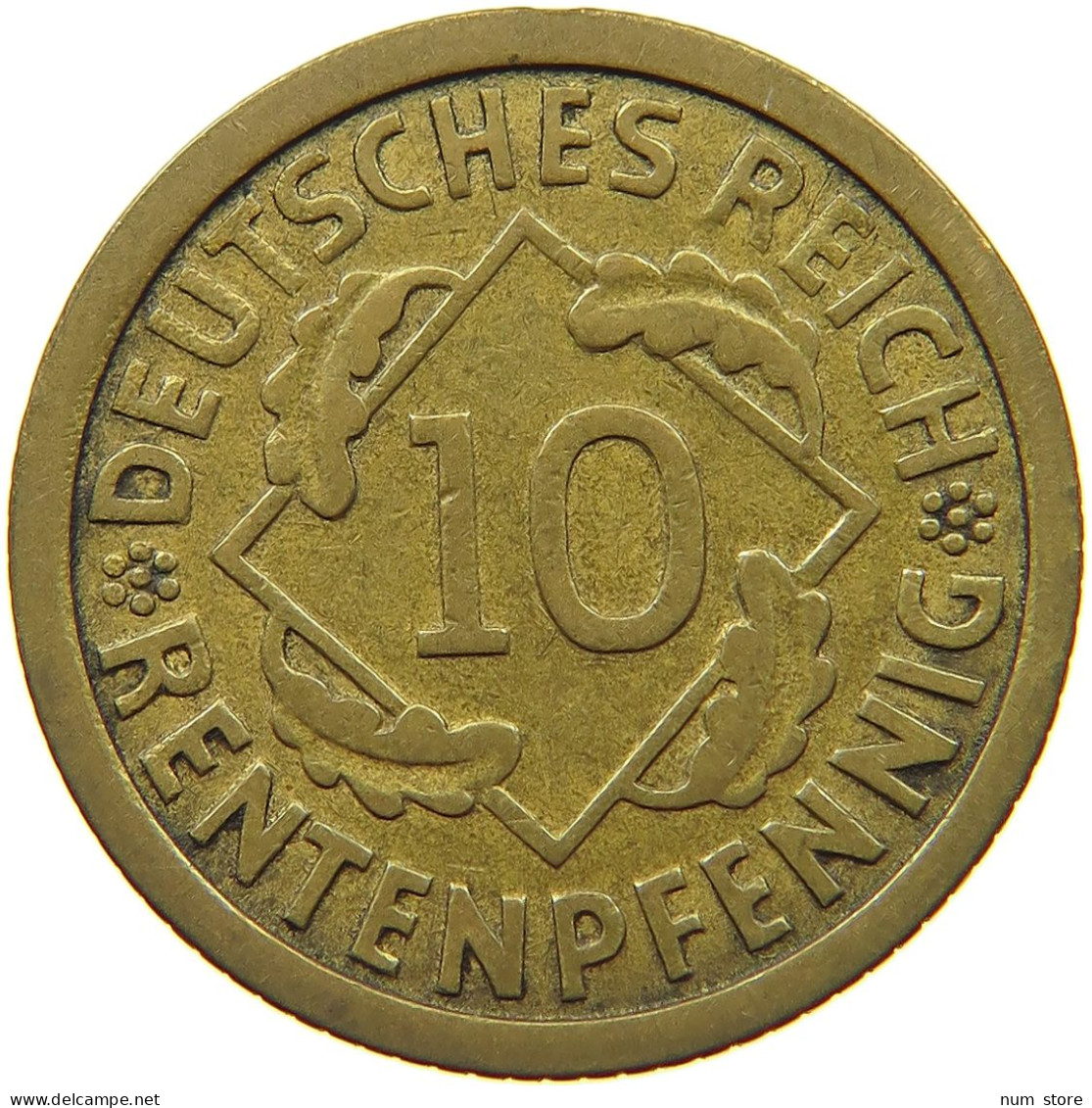 GERMANY WEIMAR 10 PFENNIG 1924 F RENTEN #s068 0053 - 10 Rentenpfennig & 10 Reichspfennig