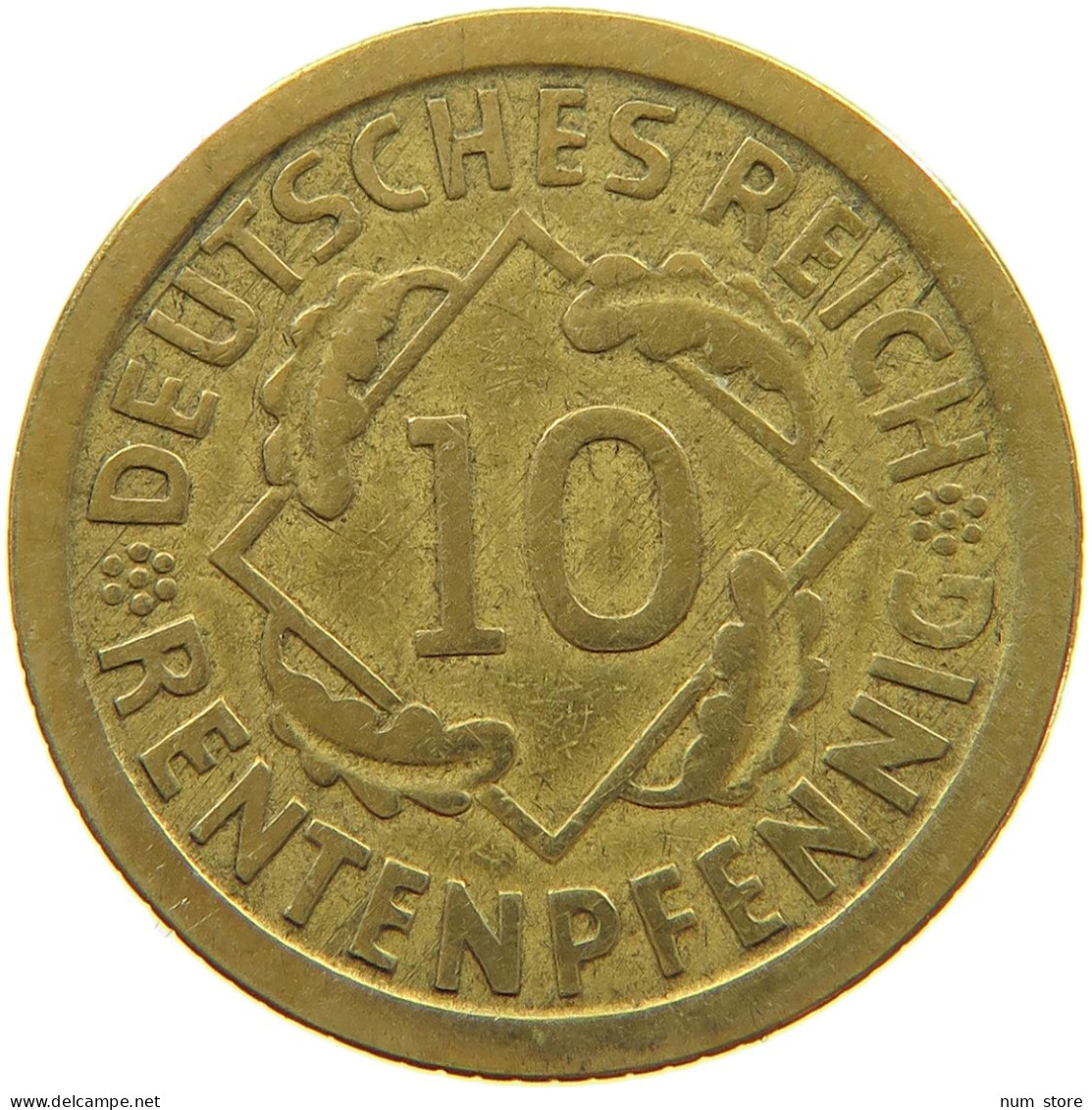 GERMANY WEIMAR 10 PFENNIG 1924 E #a065 0033 - 10 Rentenpfennig & 10 Reichspfennig