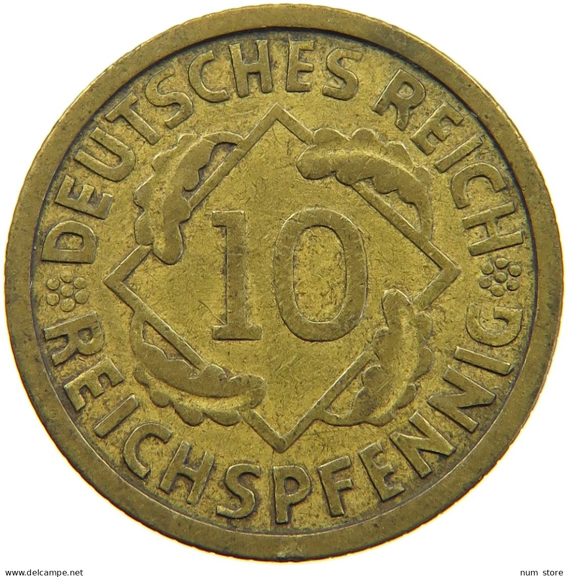 GERMANY WEIMAR 10 PFENNIG 1924 E #a074 0275 - 10 Rentenpfennig & 10 Reichspfennig
