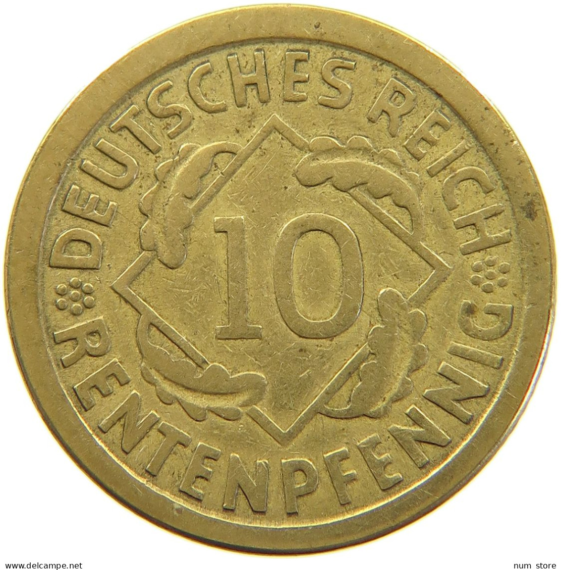 GERMANY WEIMAR 10 PFENNIG 1924 E #a065 0041 - 10 Rentenpfennig & 10 Reichspfennig