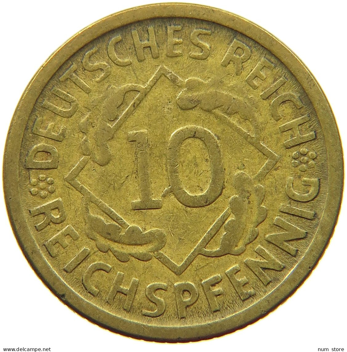 GERMANY WEIMAR 10 PFENNIG 1924 D REICH #s068 0029 - 10 Rentenpfennig & 10 Reichspfennig