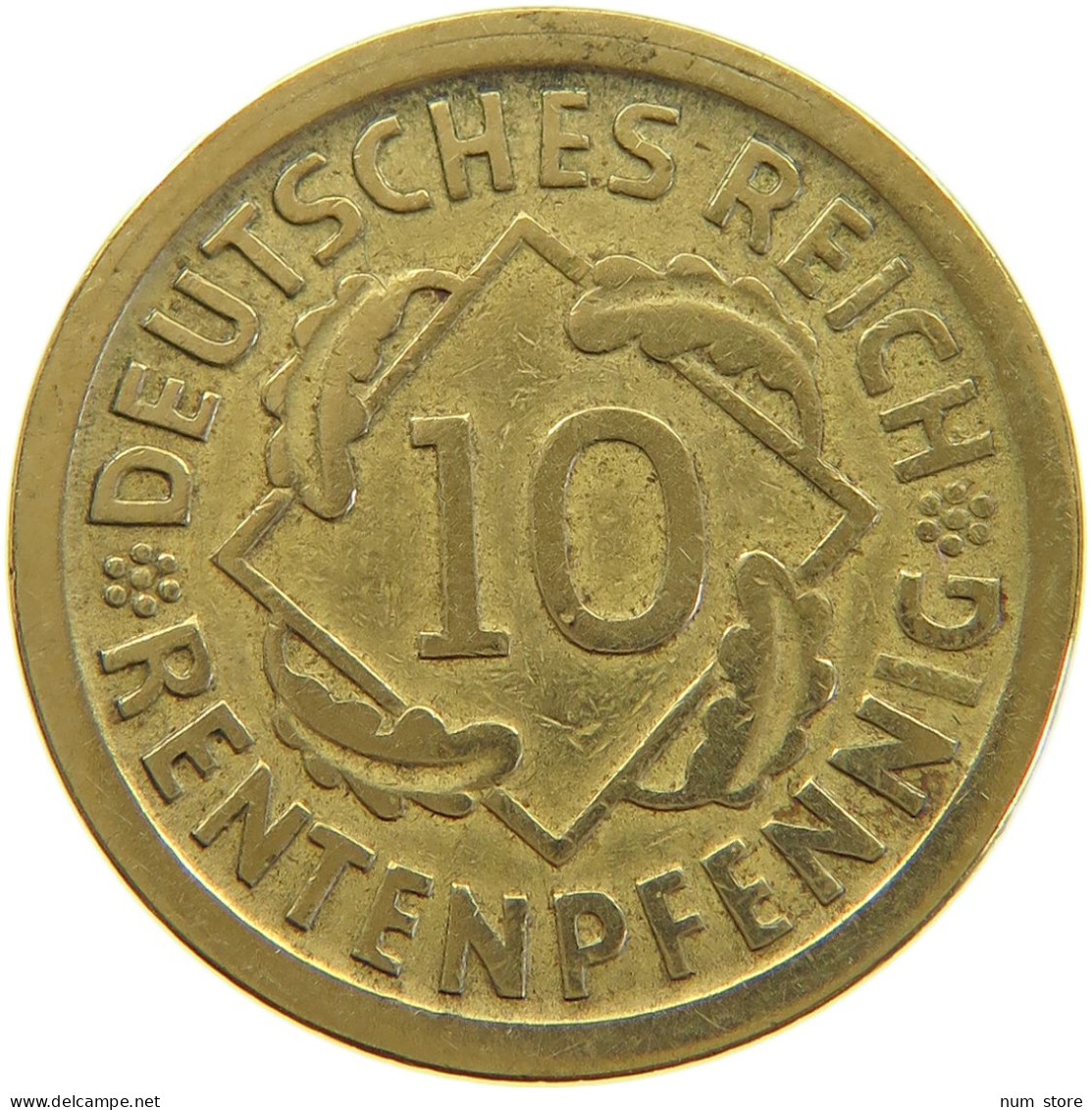 GERMANY WEIMAR 10 PFENNIG 1924 D #a065 0025 - 10 Rentenpfennig & 10 Reichspfennig