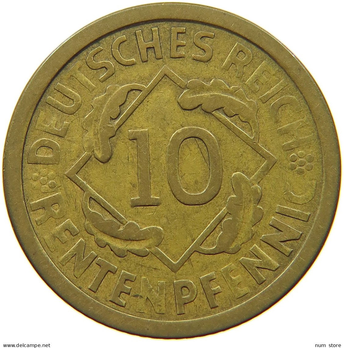 GERMANY WEIMAR 10 PFENNIG 1924 A RENTEN #s068 0003 - 10 Rentenpfennig & 10 Reichspfennig