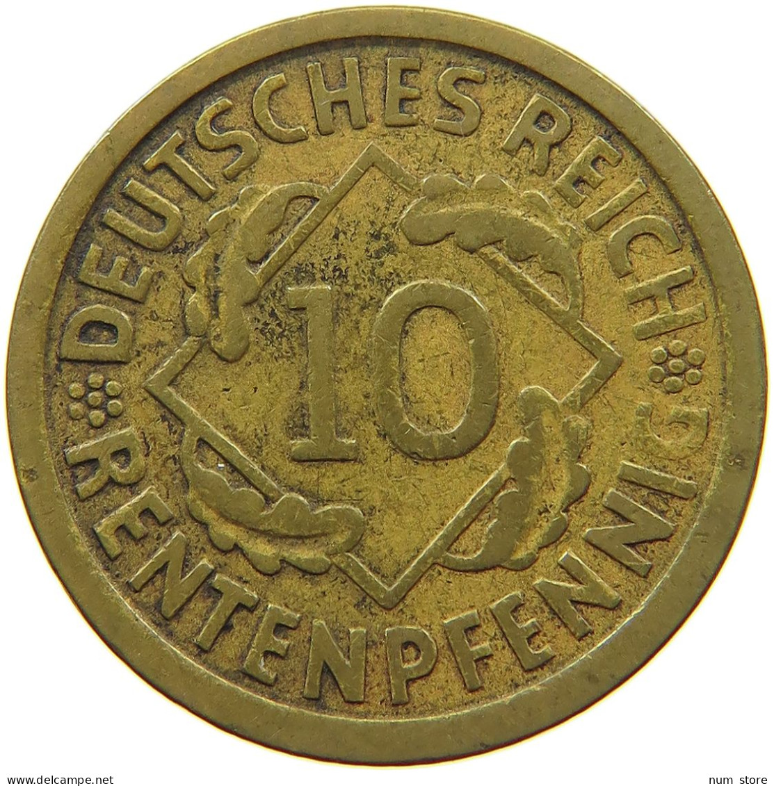 GERMANY WEIMAR 10 PFENNIG 1924 A RENTEN #s068 0011 - 10 Rentenpfennig & 10 Reichspfennig