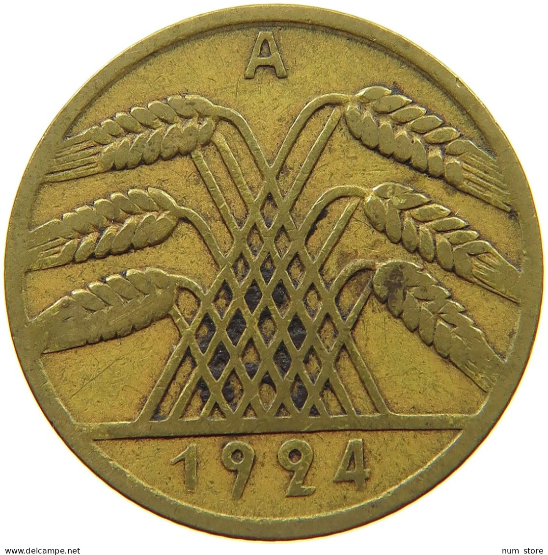GERMANY WEIMAR 10 PFENNIG 1924 A RENTEN #s068 0011 - 10 Rentenpfennig & 10 Reichspfennig