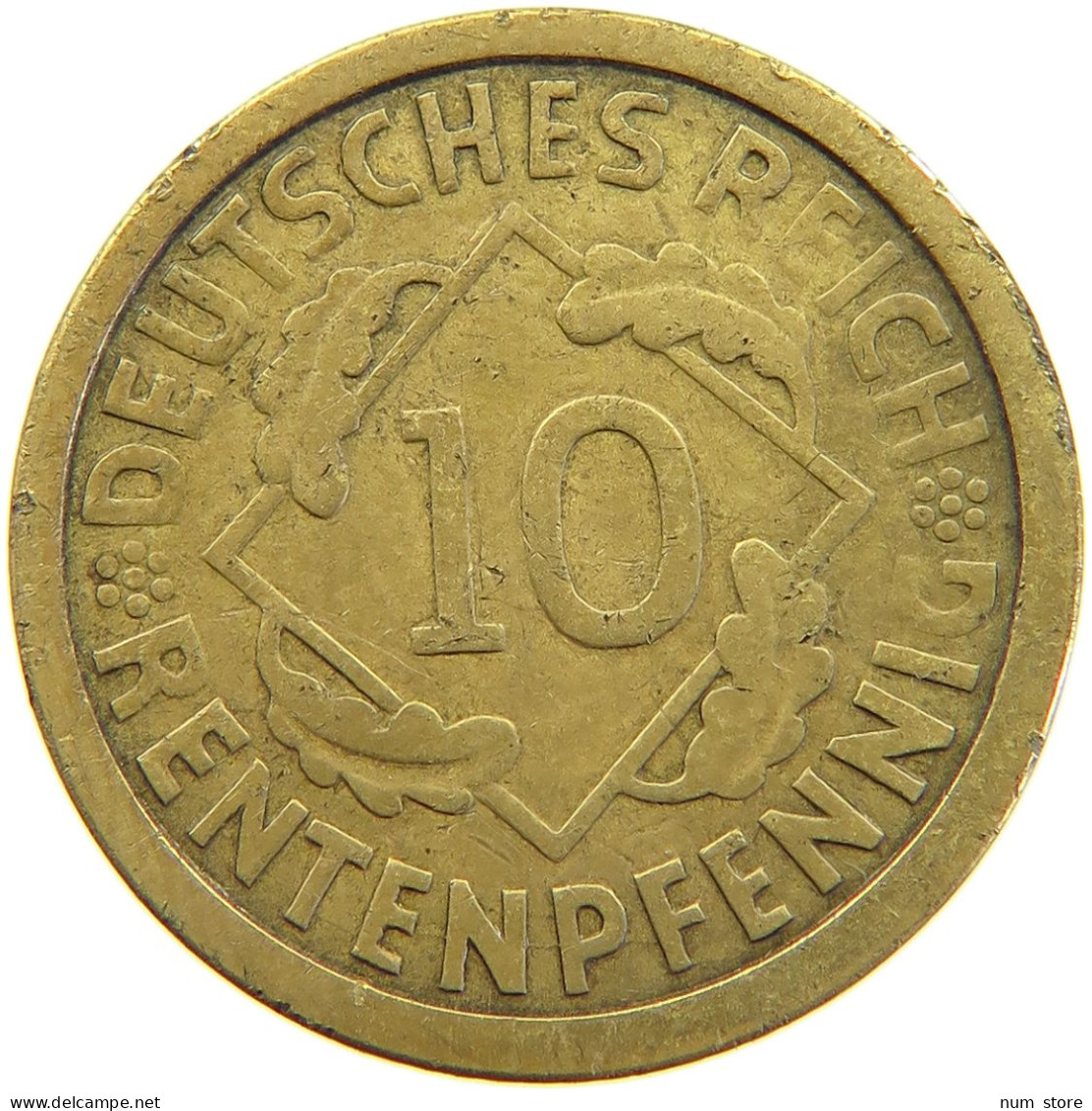 GERMANY WEIMAR 10 PFENNIG 1924 A #a065 0017 - 10 Rentenpfennig & 10 Reichspfennig