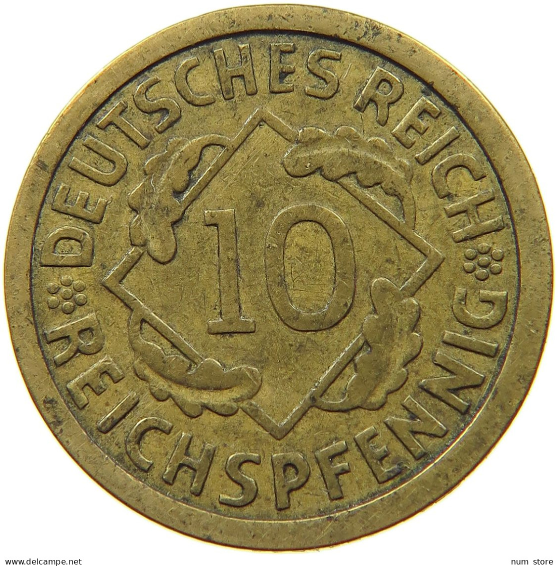 GERMANY WEIMAR 10 PFENNIG 1924 A #s073 0785 - 10 Rentenpfennig & 10 Reichspfennig