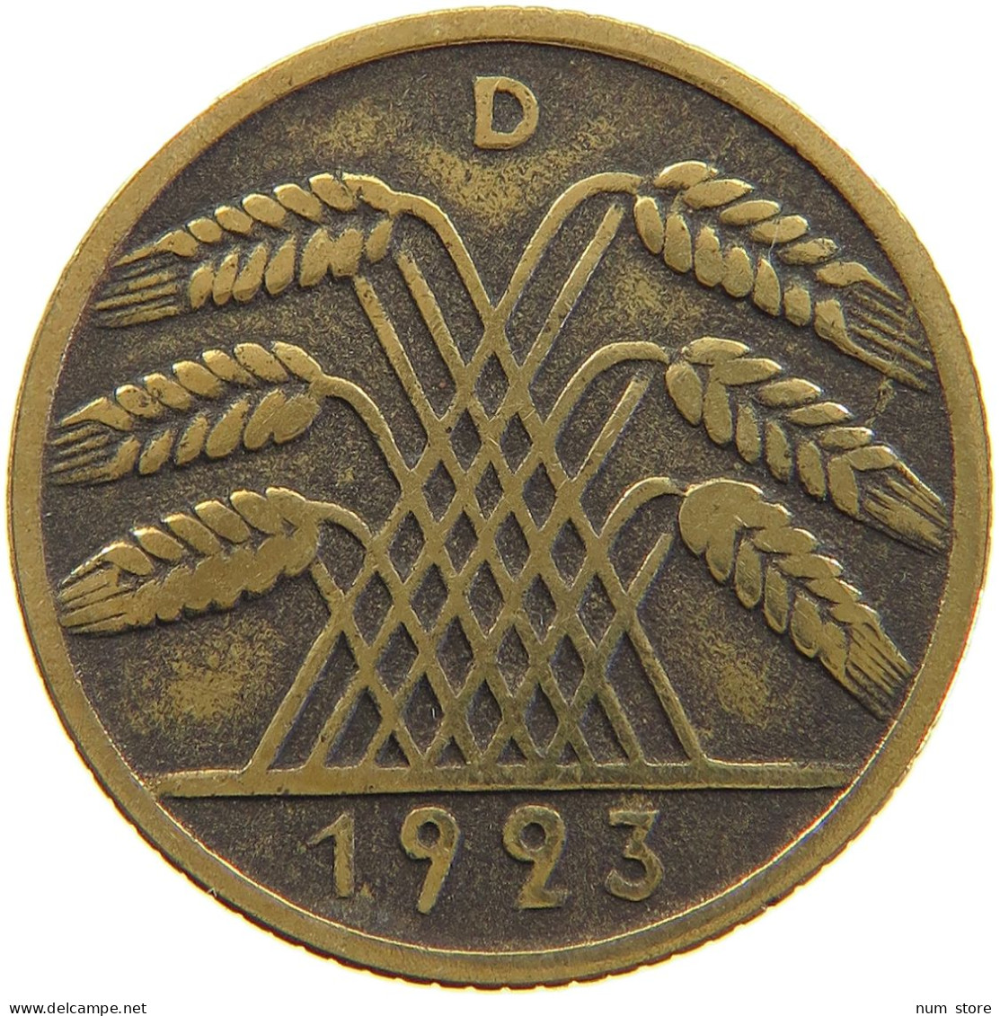 GERMANY WEIMAR 10 PFENNIG 1923 D #a065 0007 - 10 Rentenpfennig & 10 Reichspfennig
