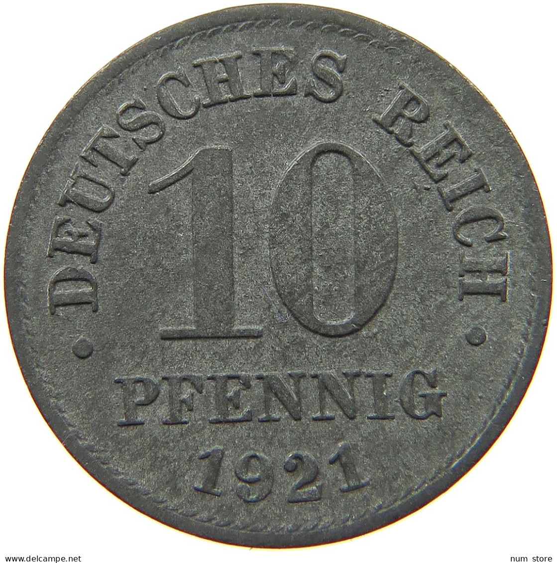 GERMANY WEIMAR 10 PFENNIG 1921 TOP #a056 0799 - 10 Rentenpfennig & 10 Reichspfennig