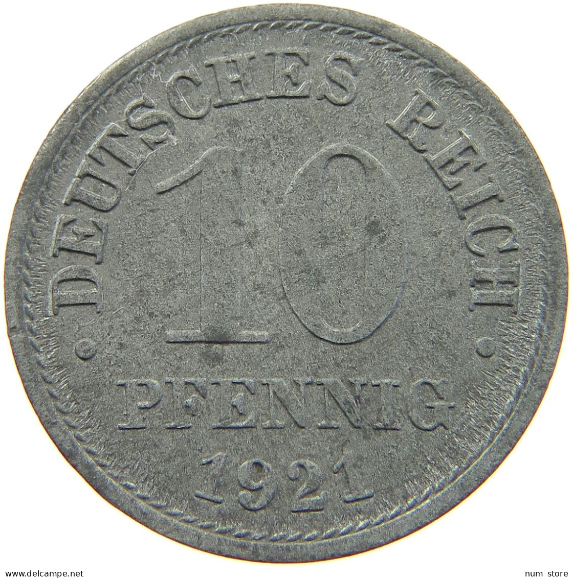 GERMANY WEIMAR 10 PFENNIG 1921 TOP #a054 0057 - 10 Rentenpfennig & 10 Reichspfennig