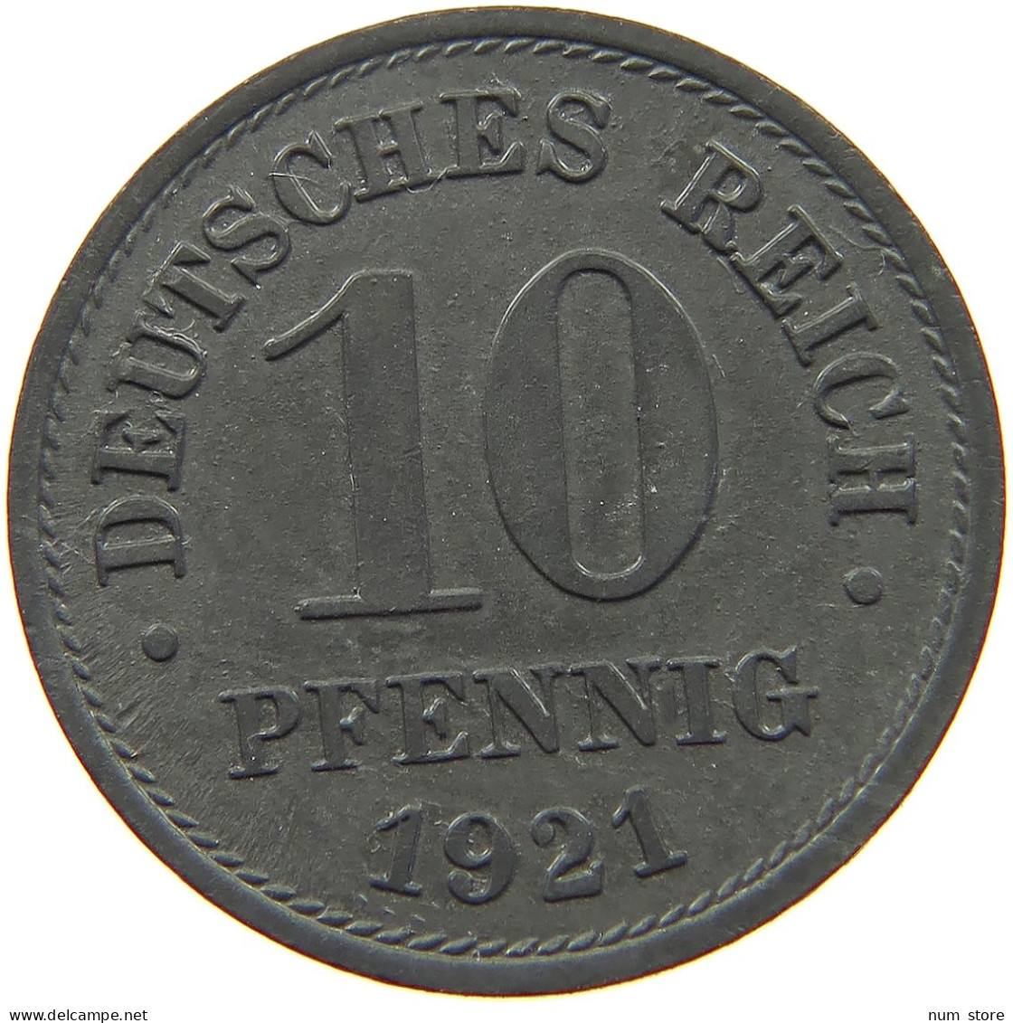 GERMANY WEIMAR 10 PFENNIG 1921 TOP #a006 0409 - 10 Rentenpfennig & 10 Reichspfennig