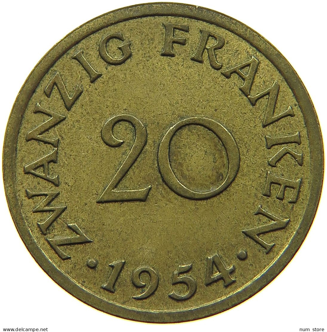 GERMANY WEST 20 FRANKEN 1954 SAARLAND #s002 0097 - 20 Frank