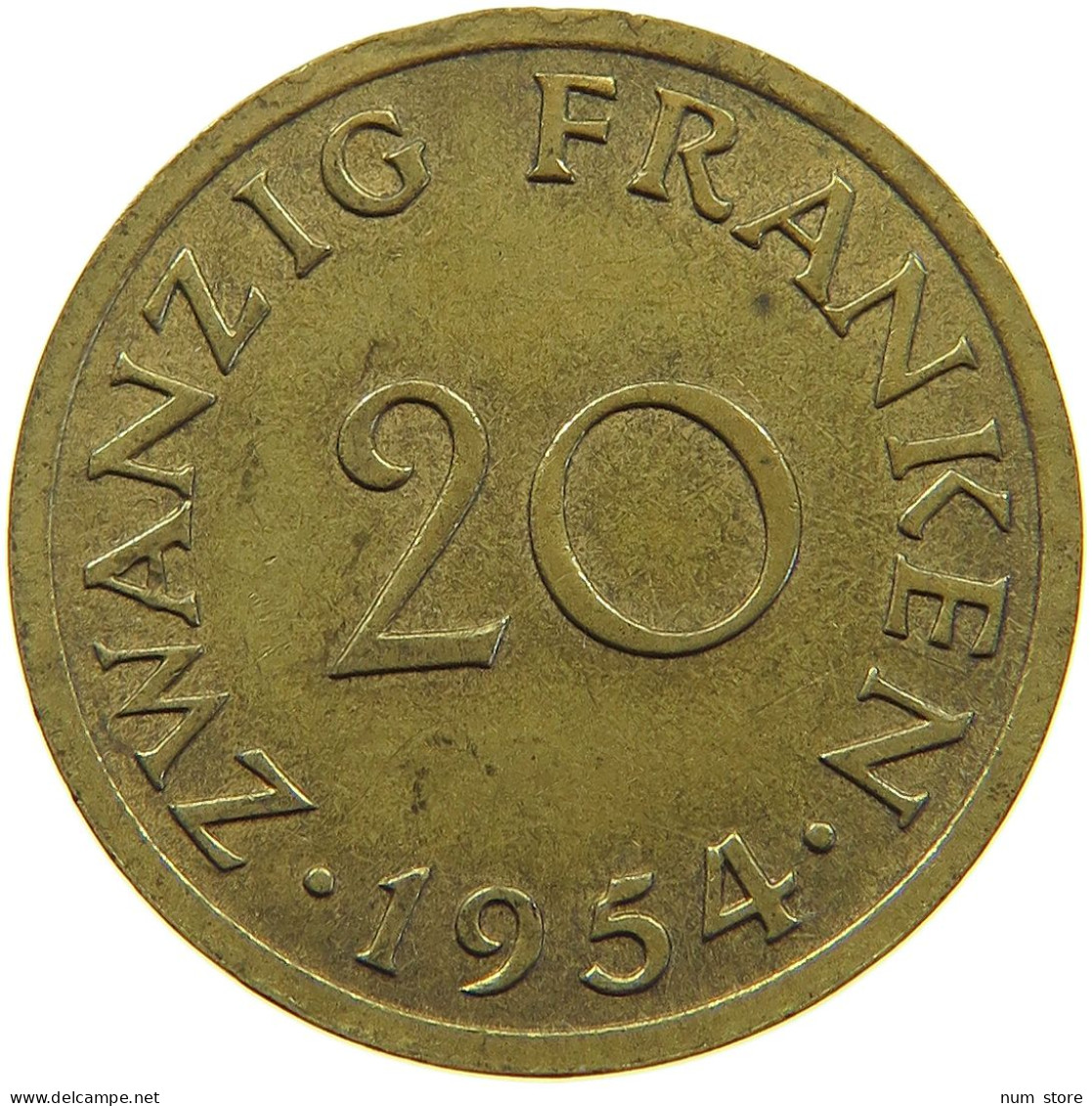 GERMANY WEST 20 FRANKEN 1954 SAARLAND #a093 0815 - 20 Franken
