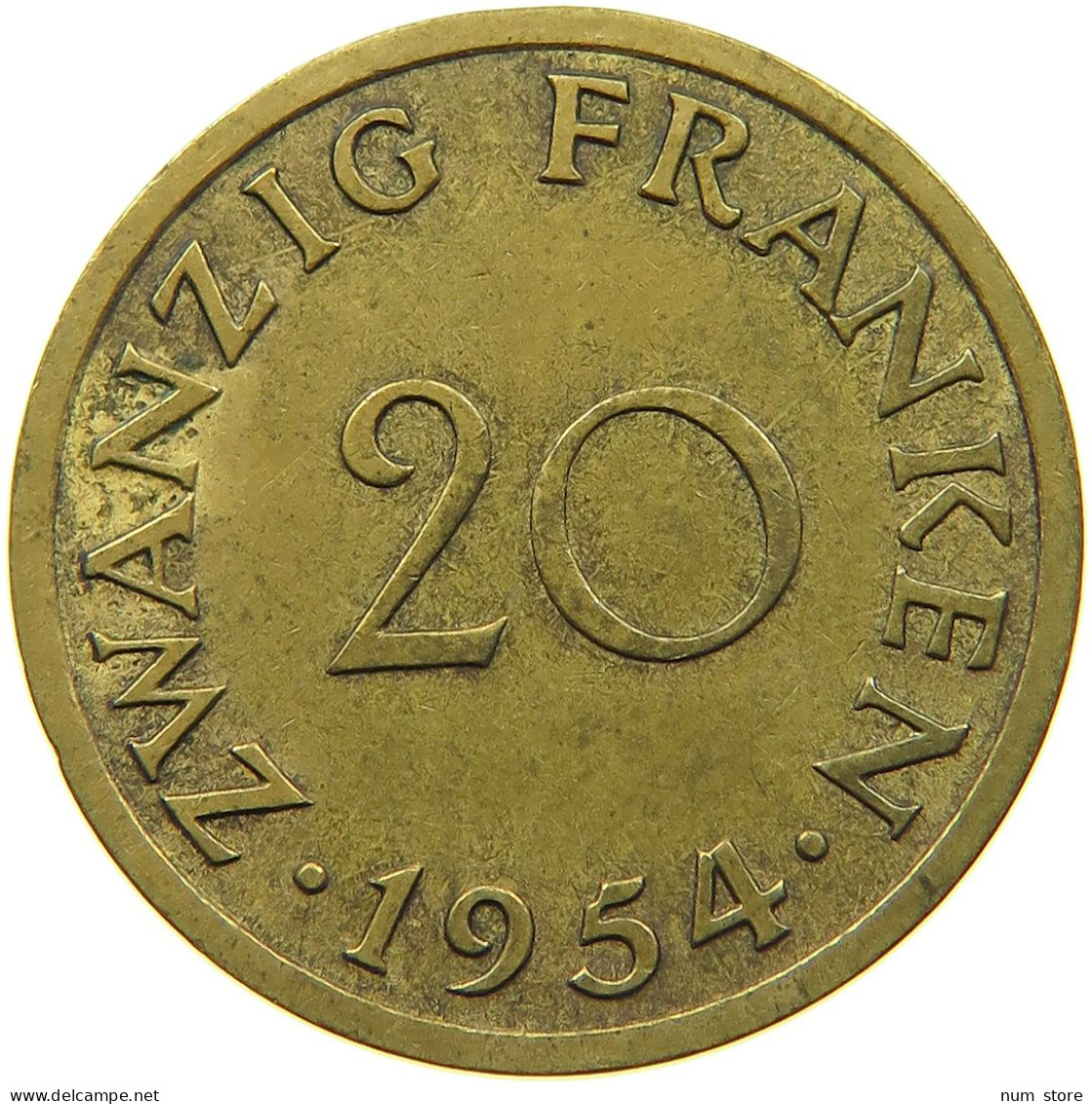 GERMANY WEST 20 FRANKEN 1954 SAARLAND #a074 0149 - 20 Frank