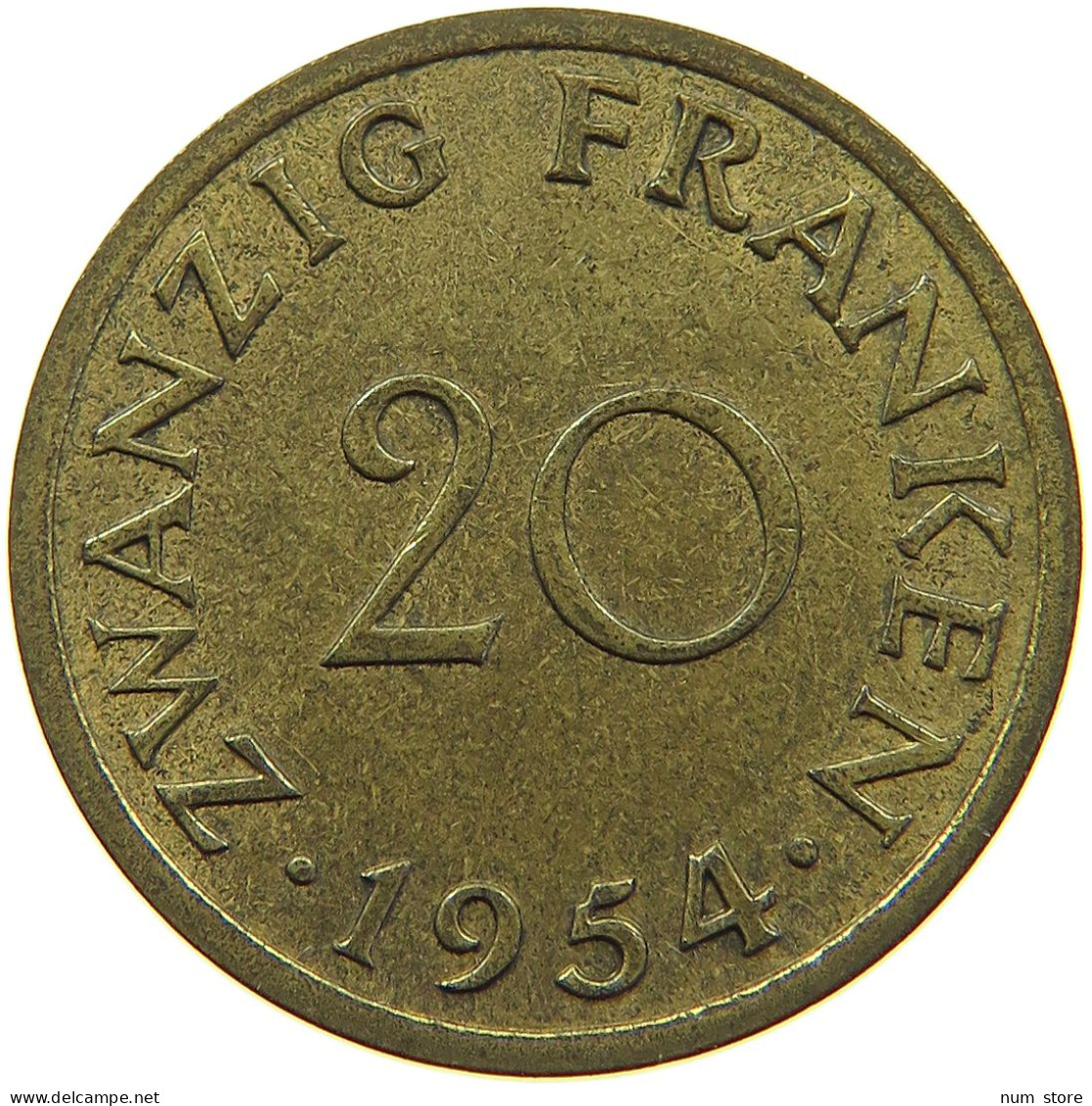 GERMANY WEST 20 FRANKEN 1954 SAARLAND #a081 0097 - 20 Franken